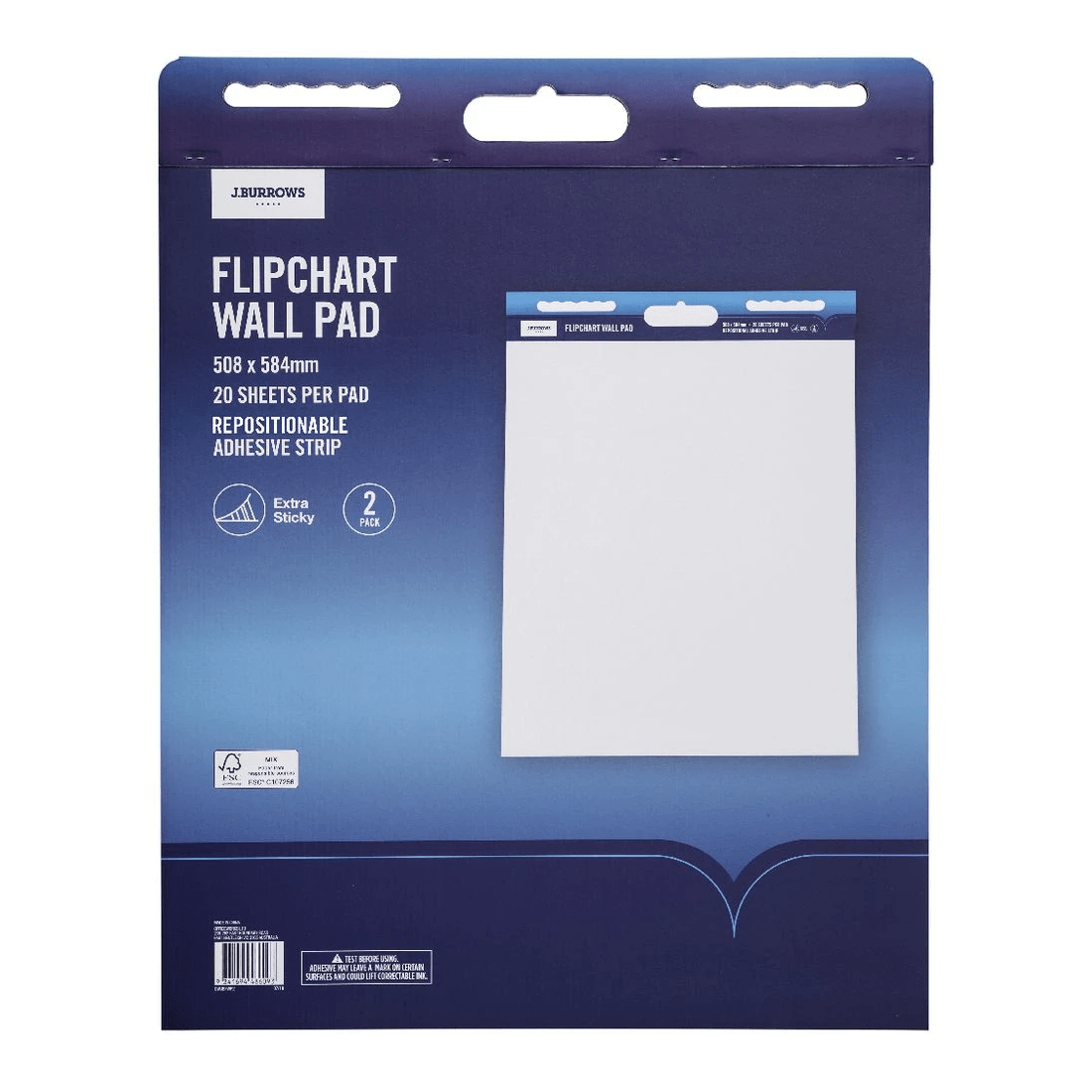 2 J.Burrows Flipchart Wall Pad 508 x 584mm 2 Pack, 2 of 3