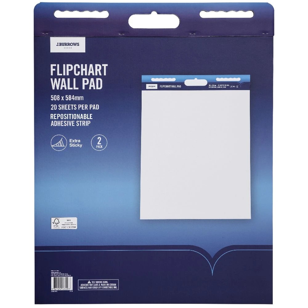 2 J.Burrows Flipchart Wall Pad 508 x 584mm 2 Pack, 2 of 3