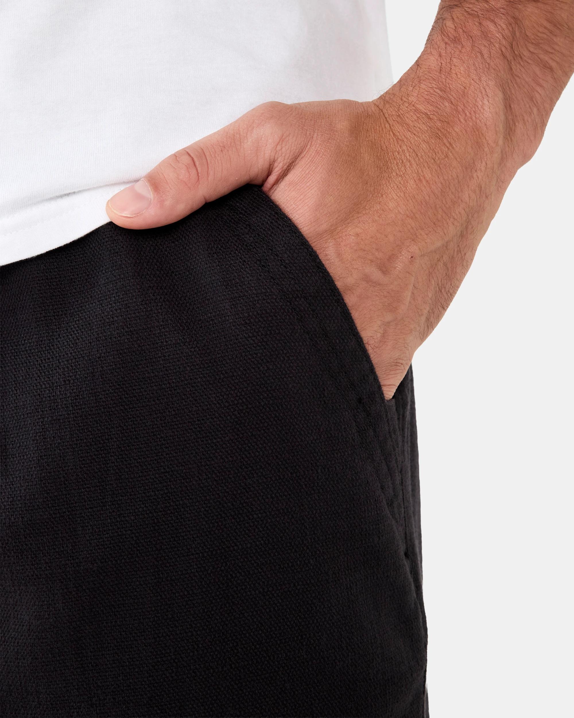 5 Elastic Waist Cotton Slub Pants Black, 5 of 6