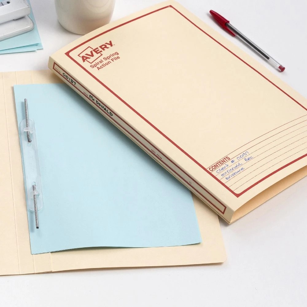 3 Avery Foolscap Spiral Spring File Buff with Red Print, 3 of 6