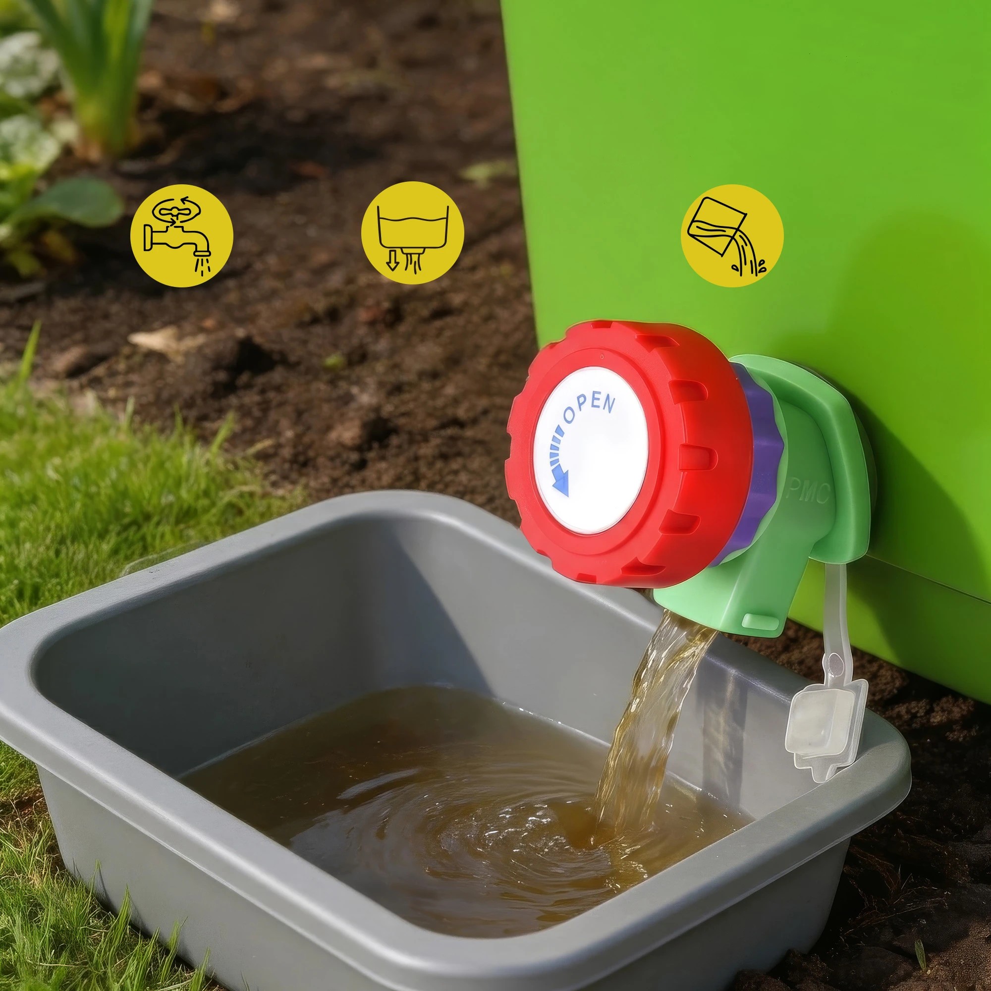 7 Gardeon 15L Kitchen Compost Bin Food Waste Caddy Countertop Drain Tap - Green, 7 of 8