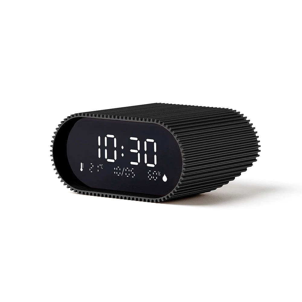 2 Lexon Ray Clock Lcd Alarm Clock With Temperature / Humidity Display - Black - Black, 2 of 6