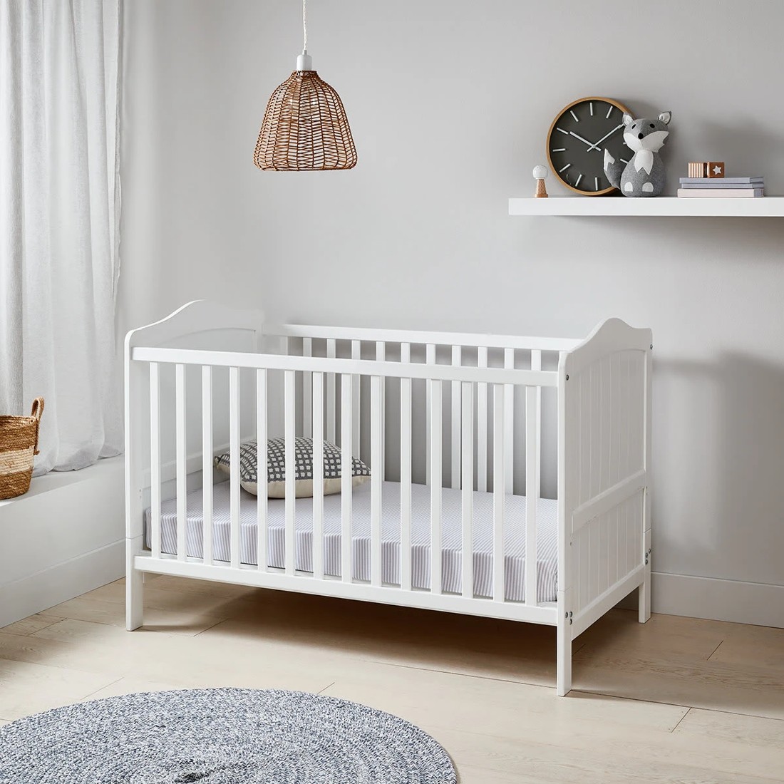 1 2-in-1 Wooden Cot - White, 1 of 11