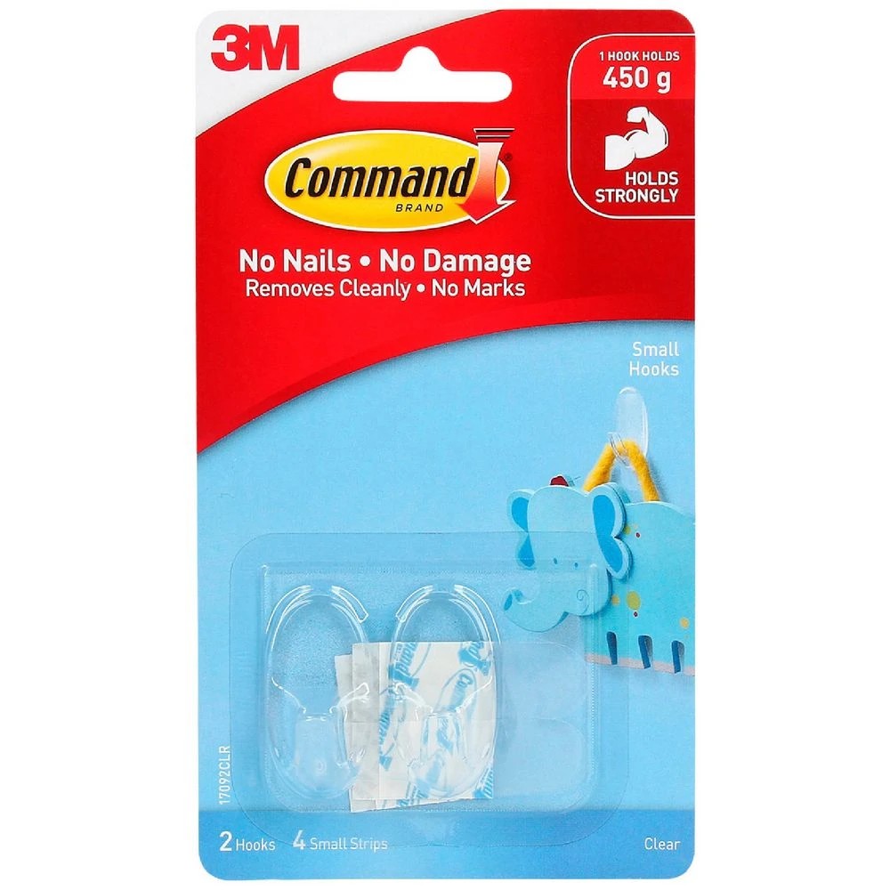 1 3M Command Small Clear Hooks With Clear Strips, 1 of 6