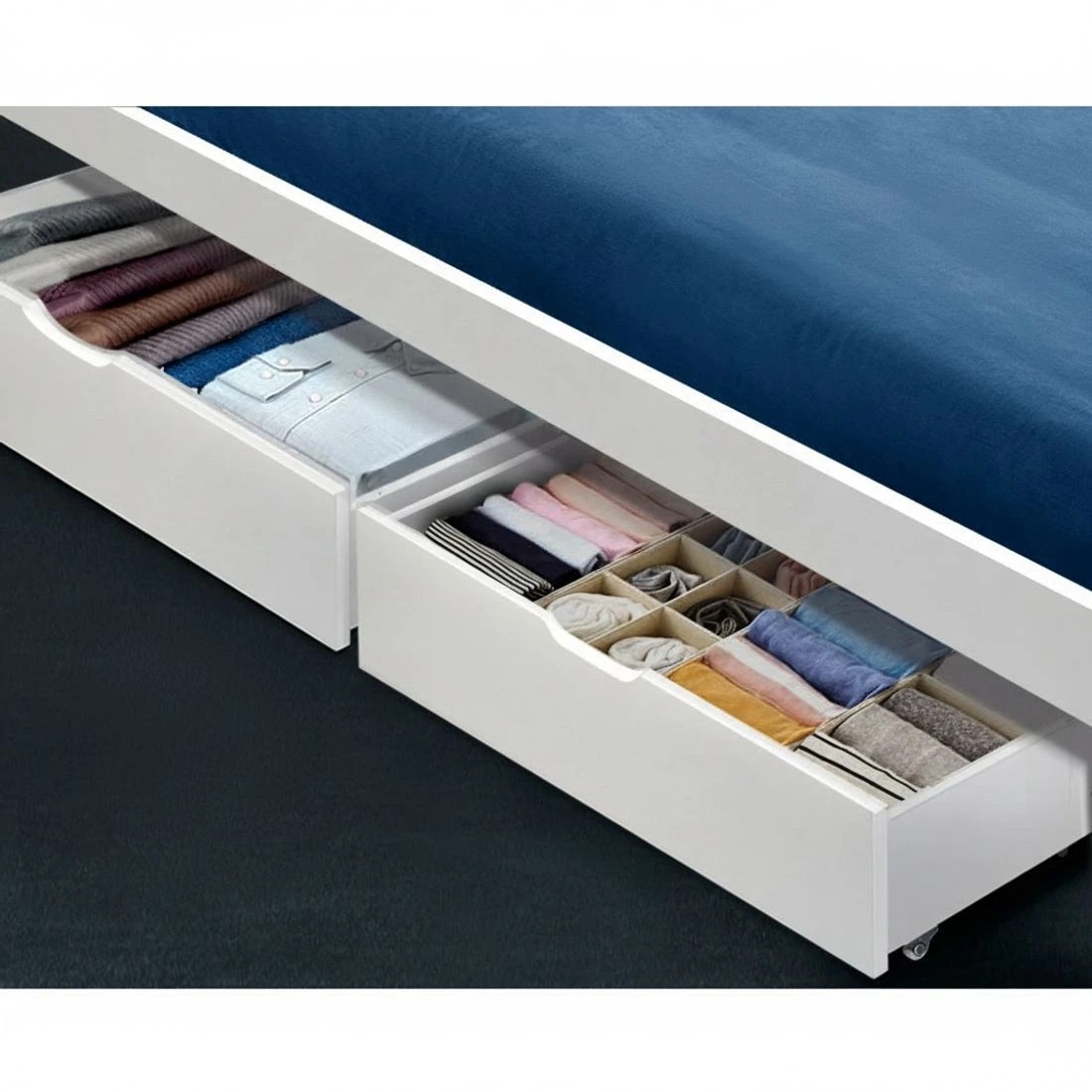 6 Artiss 2x Bed Frame Storage Drawers Trundle - White, 6 of 8