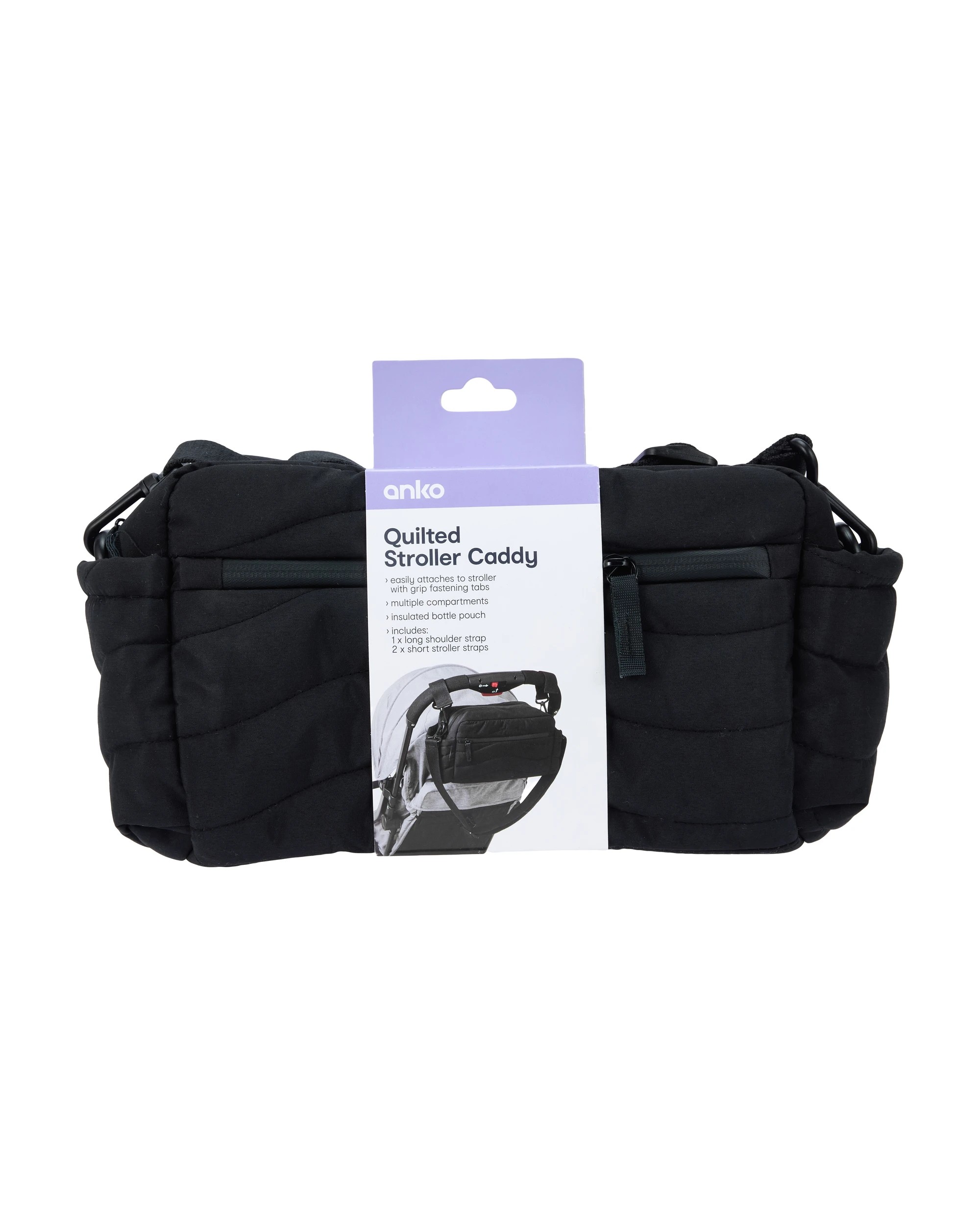10 Quilted Stroller Caddy - Black, 10 of 10