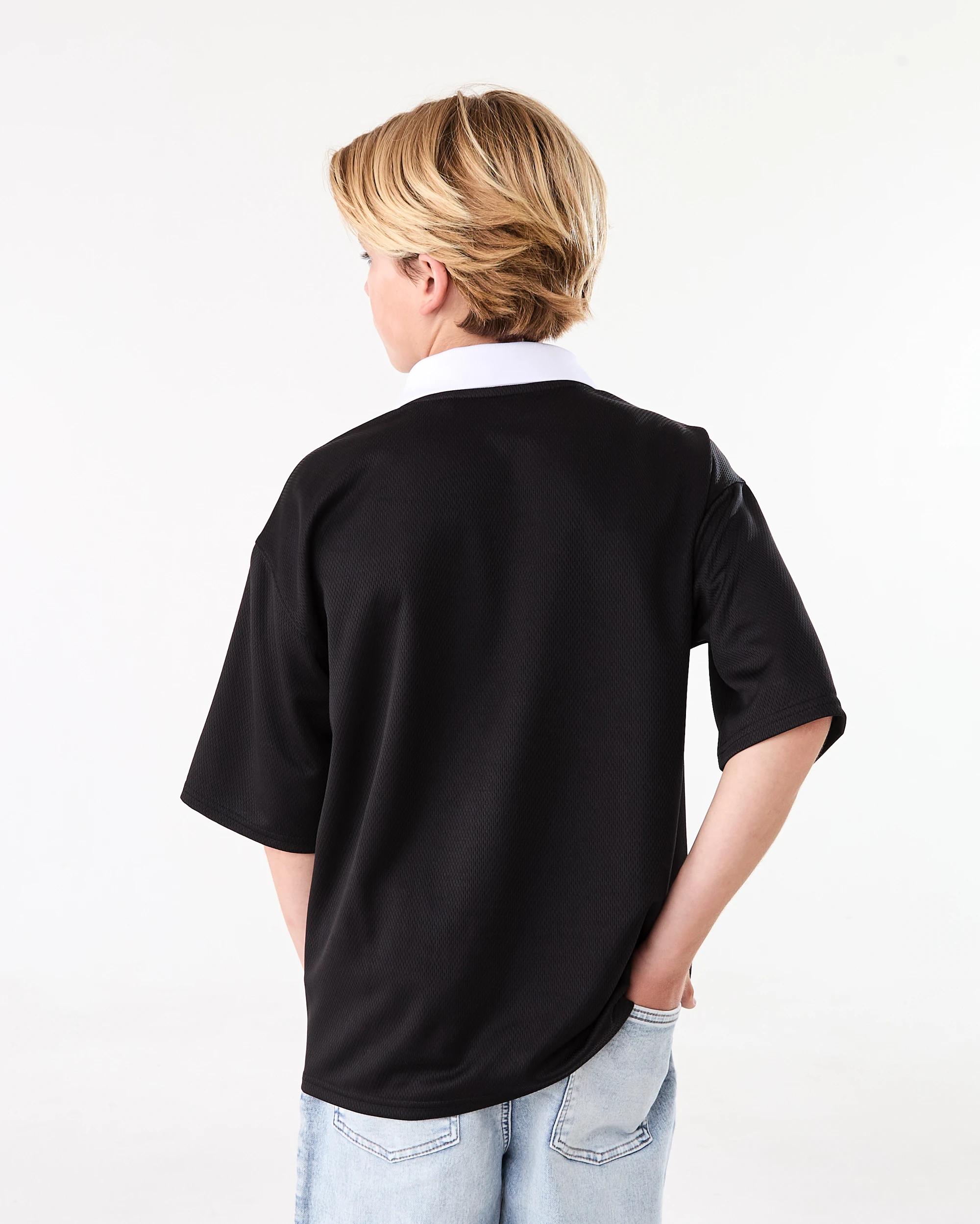 2 Short Sleeve Mesh Collar T-shirt Blk Varsit, 2 of 7