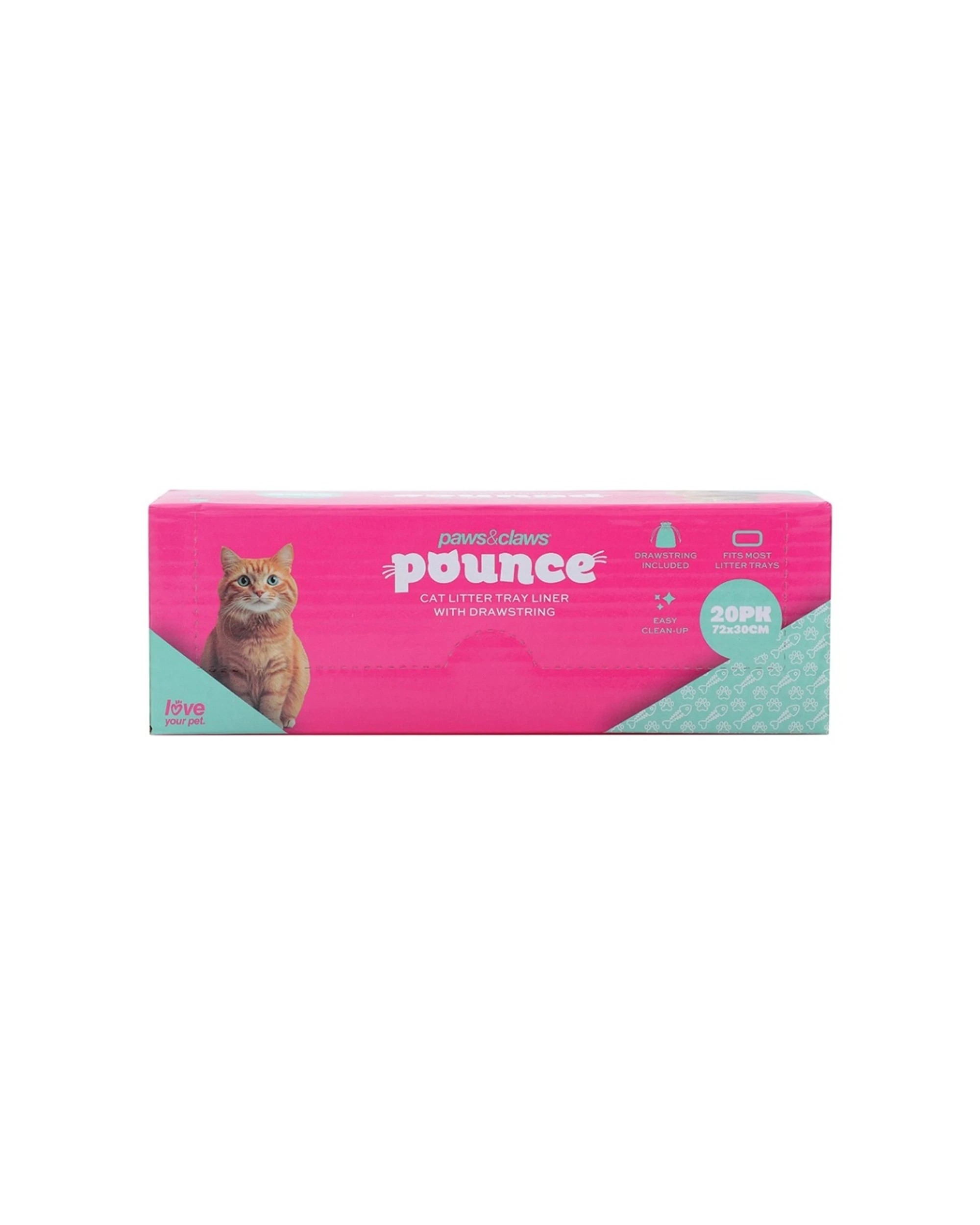 3 Paws & Claws 6x 20pc Pounce Pet Cat Litter Tray Liner Drawstring 72x30cm - Clear, 3 of 5
