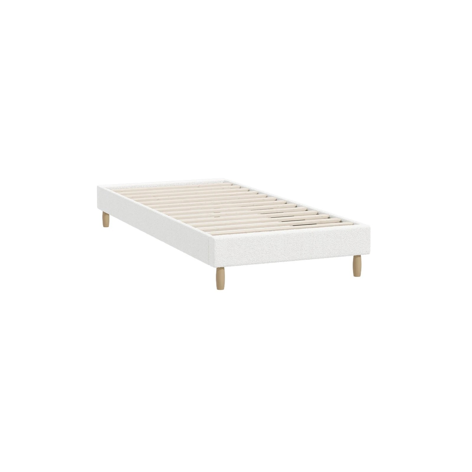 1 Oikiture Single Bed Base Boucle Bed Frame
 - White, 1 of 10