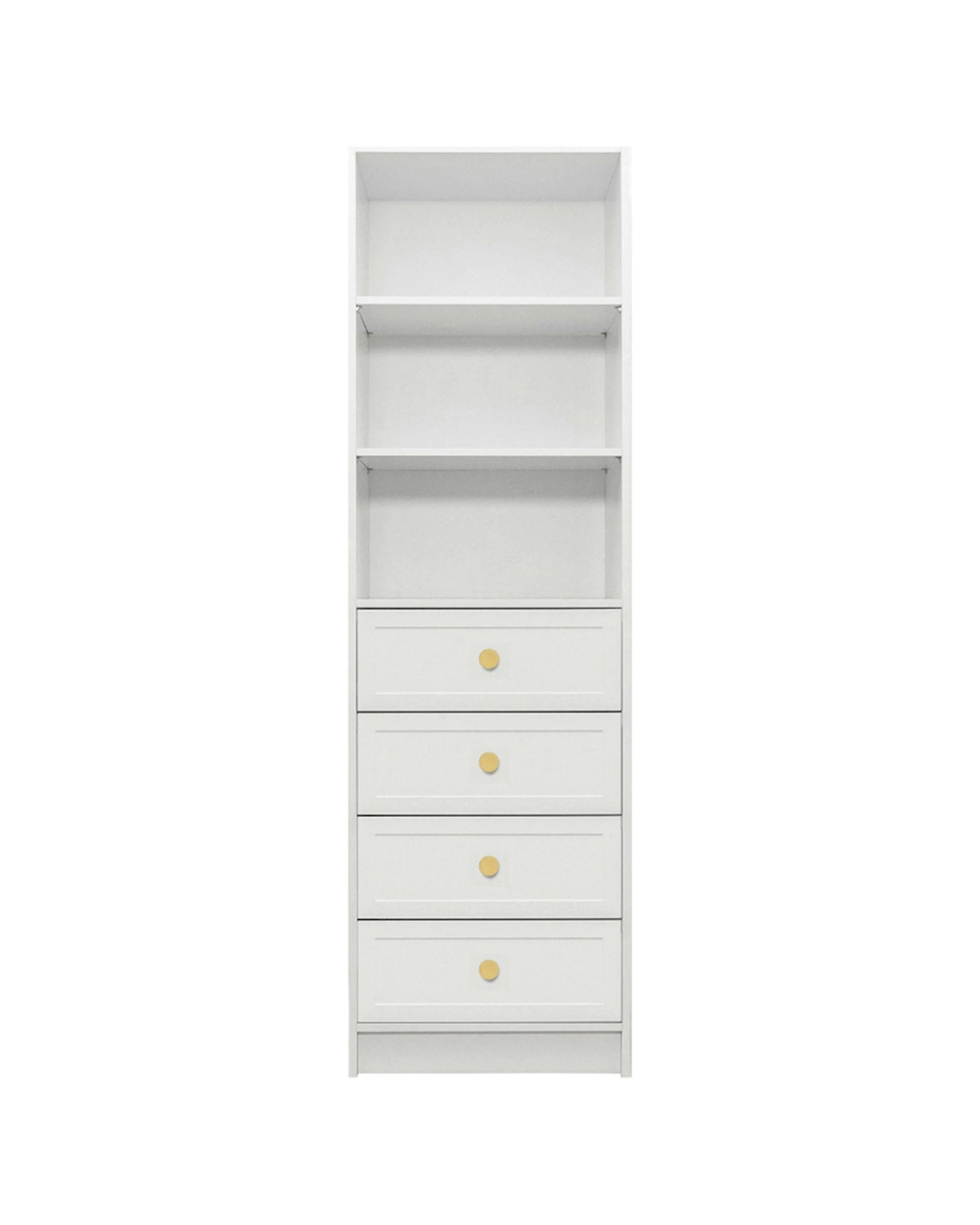 1 European Cabinetry Malmo Hamptons Walk In Wardrobe Brass Round Handle - White, 1 of 2