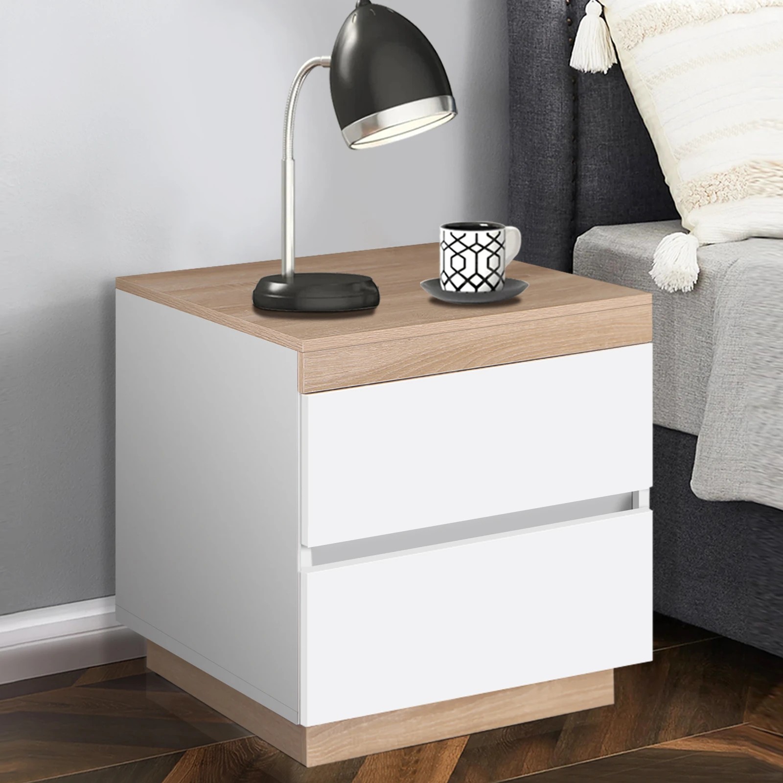5 Alfordson Bedside Table Nightstand Storage Side End Cabinet Drawers Wood - White, 5 of 10
