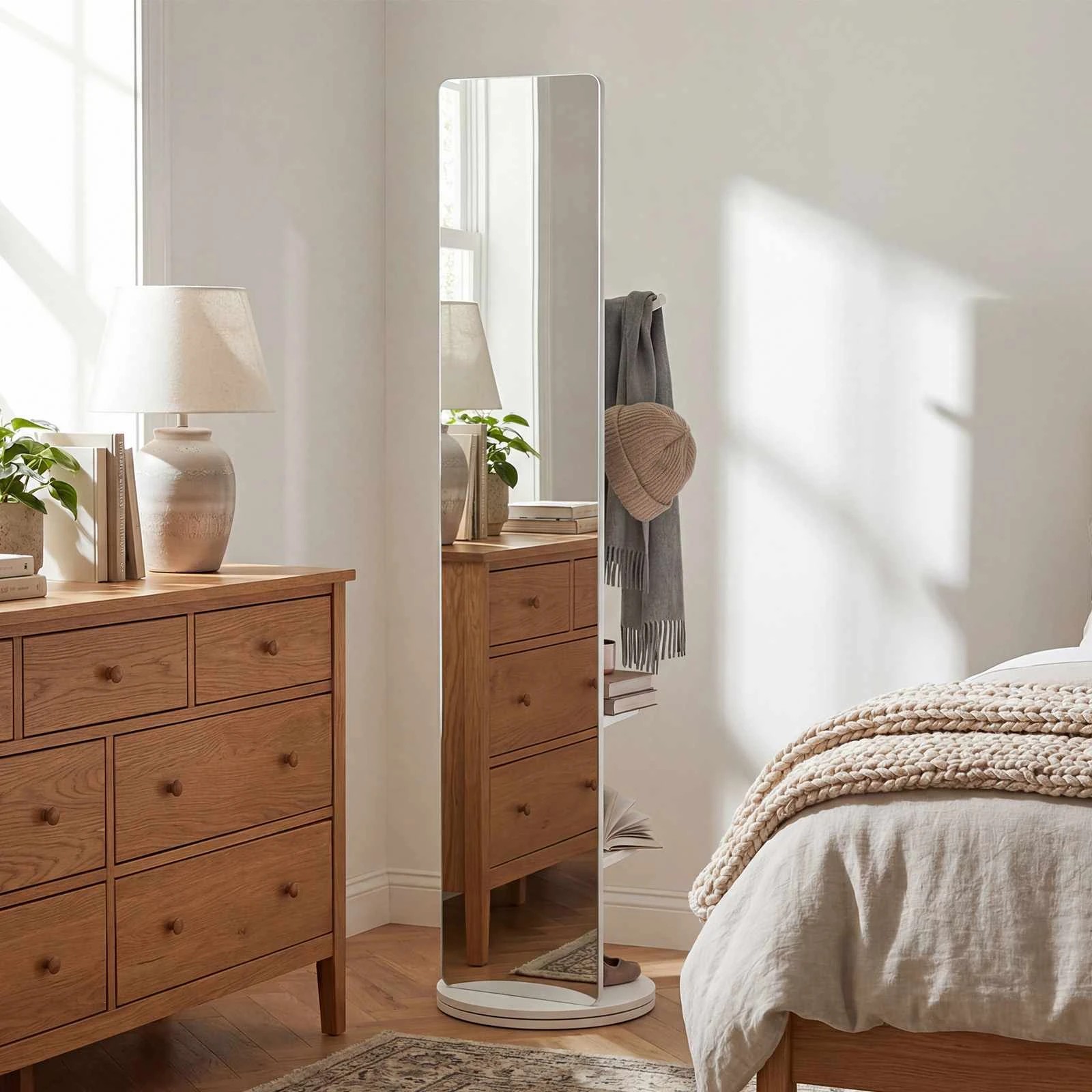 3 Costway Swivel Full Length Mirror 3-in-1 Coat Rack Stand Hat Hanger w/Hooks, 3 of 3