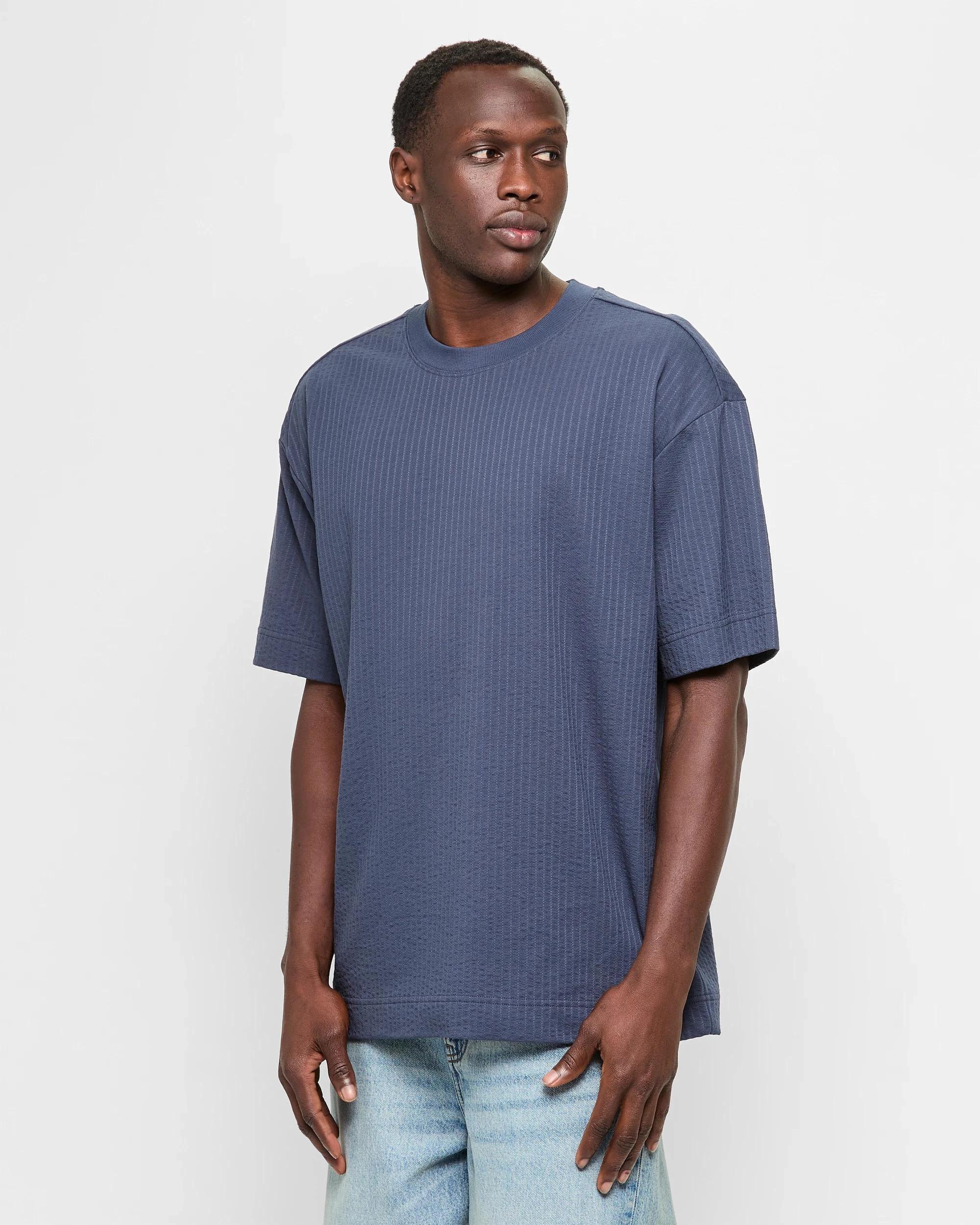 3 Australian Cotton Seersucker T-Shirt - Commons NAVY, 3 of 5