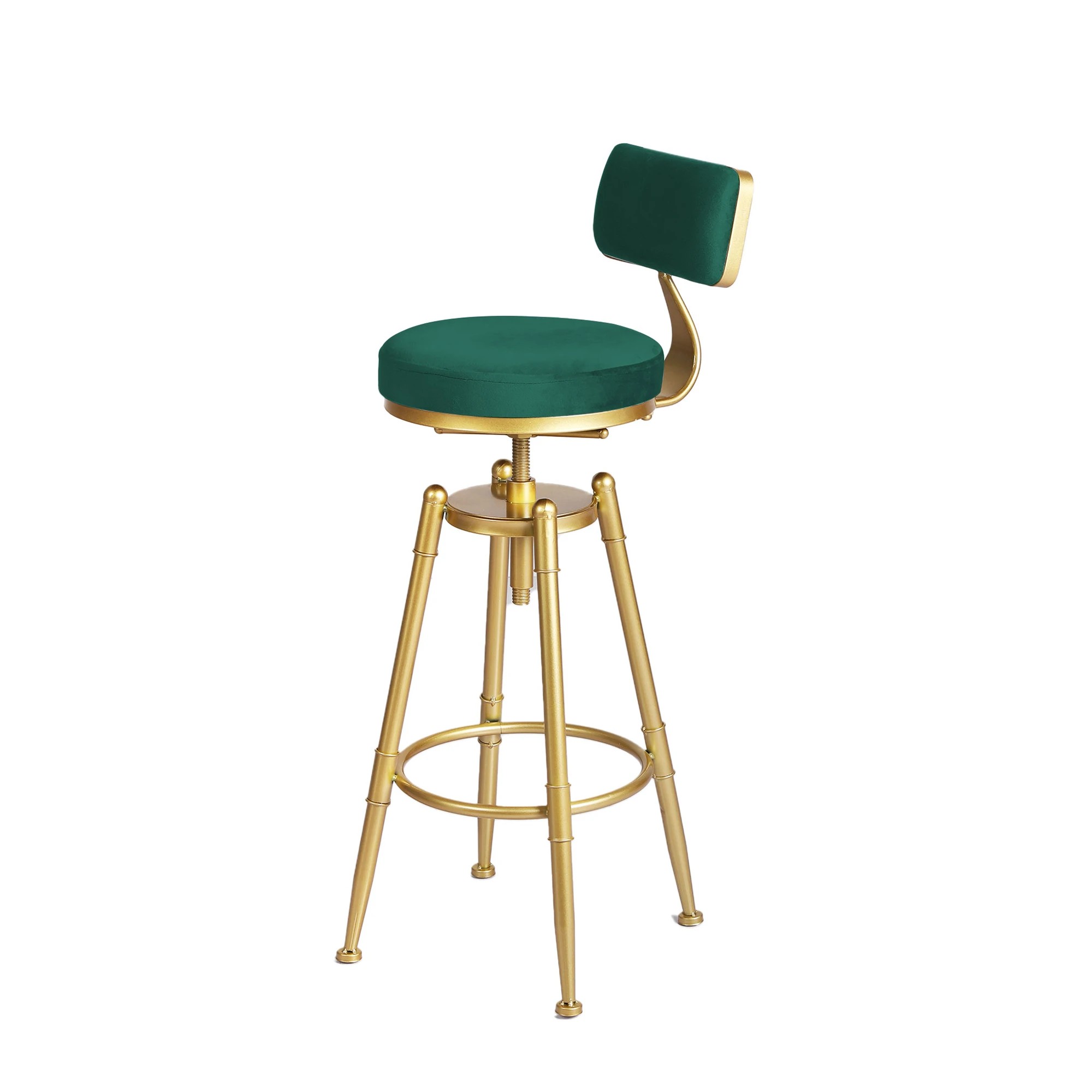 2 Levede 1x Bar Stool Velvet - Green, 2 of 6