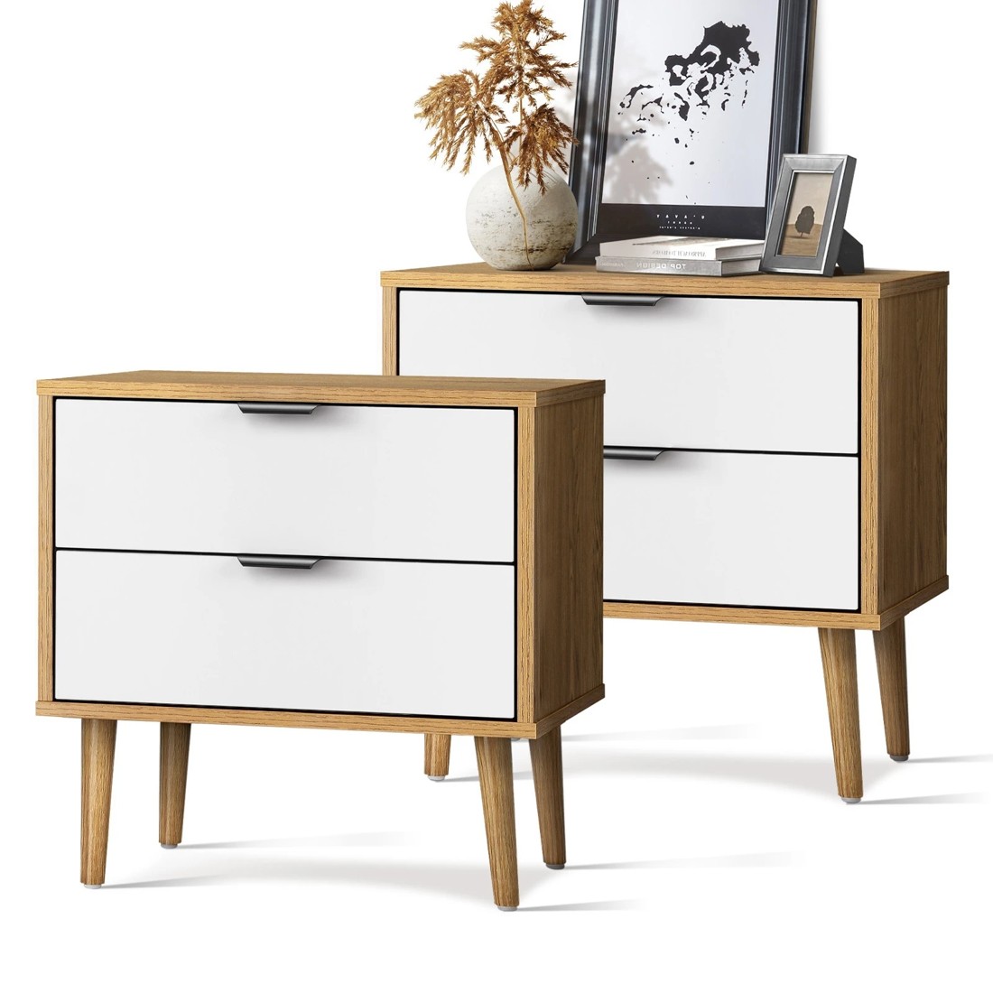 1 Oikiture Bedside Tables Set of 2 Side Table Nightstand Storage Cabinet - Multi, 1 of 4