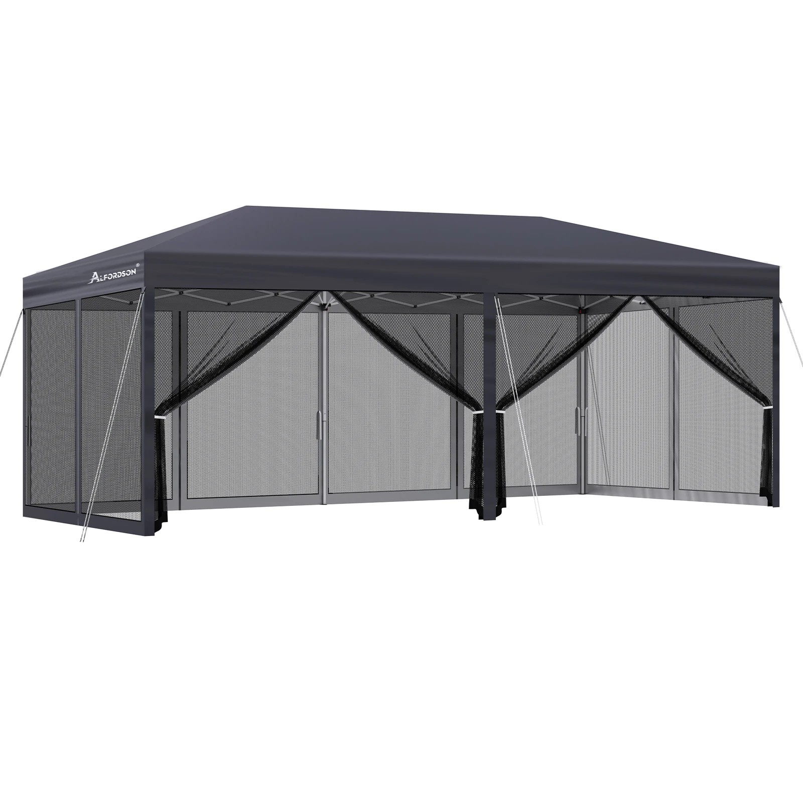 1 Alfordson Pop Up Marquee Outdoor Tent Mesh Wall 3x6m Gazebo - Grey, 1 of 10