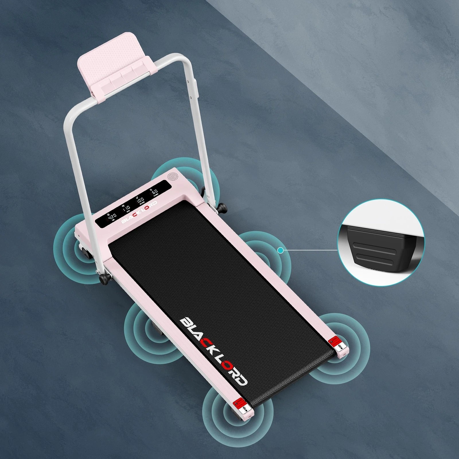 3 Black Lord Treadmill Electric Walking Pad Foldable Under Desk Home Gym 38cm Belt - Pink, 3 of 10