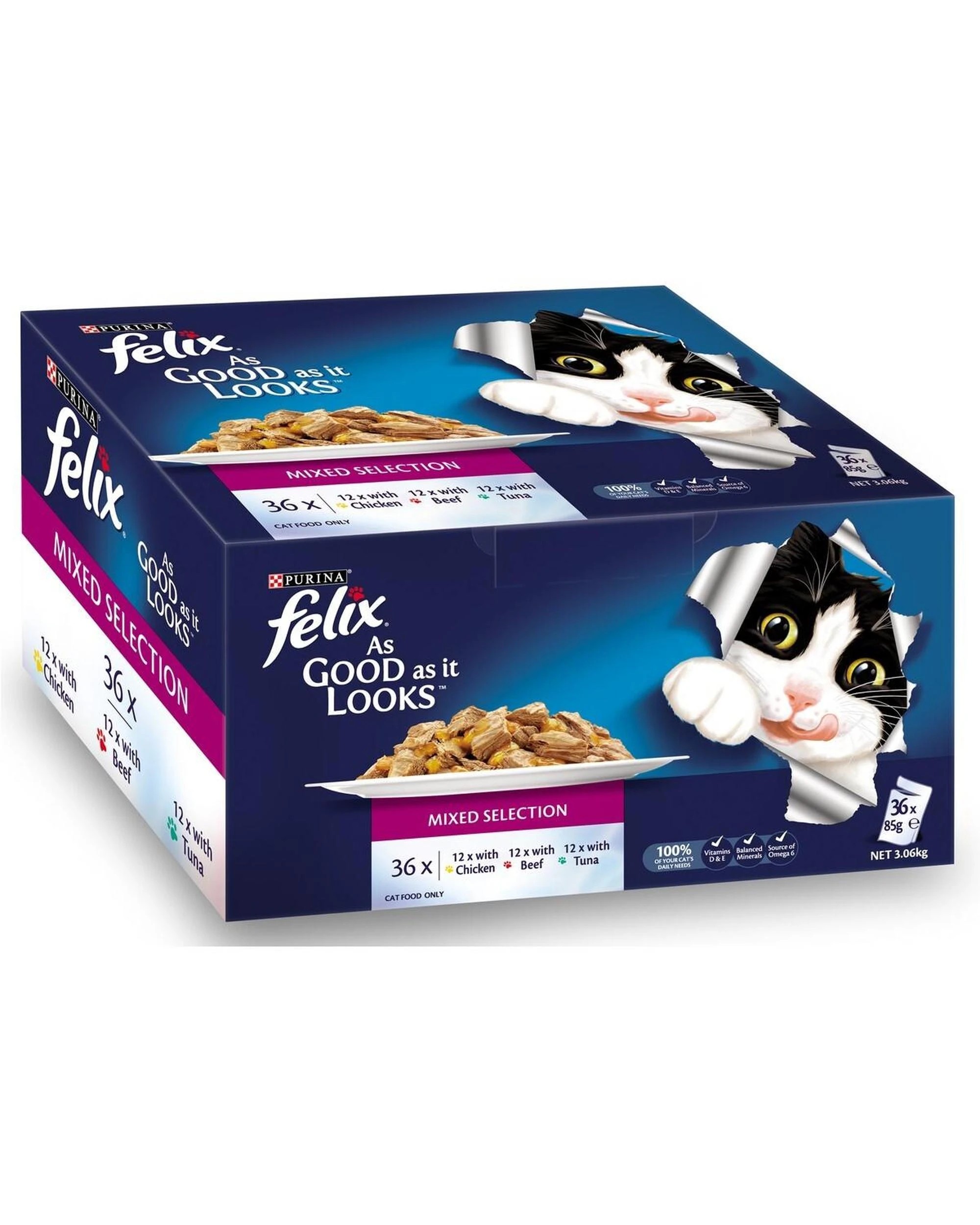 1 Felix As Good As It Looks Mixed Selection Wet Cat Food 36X85g, 1 of 1