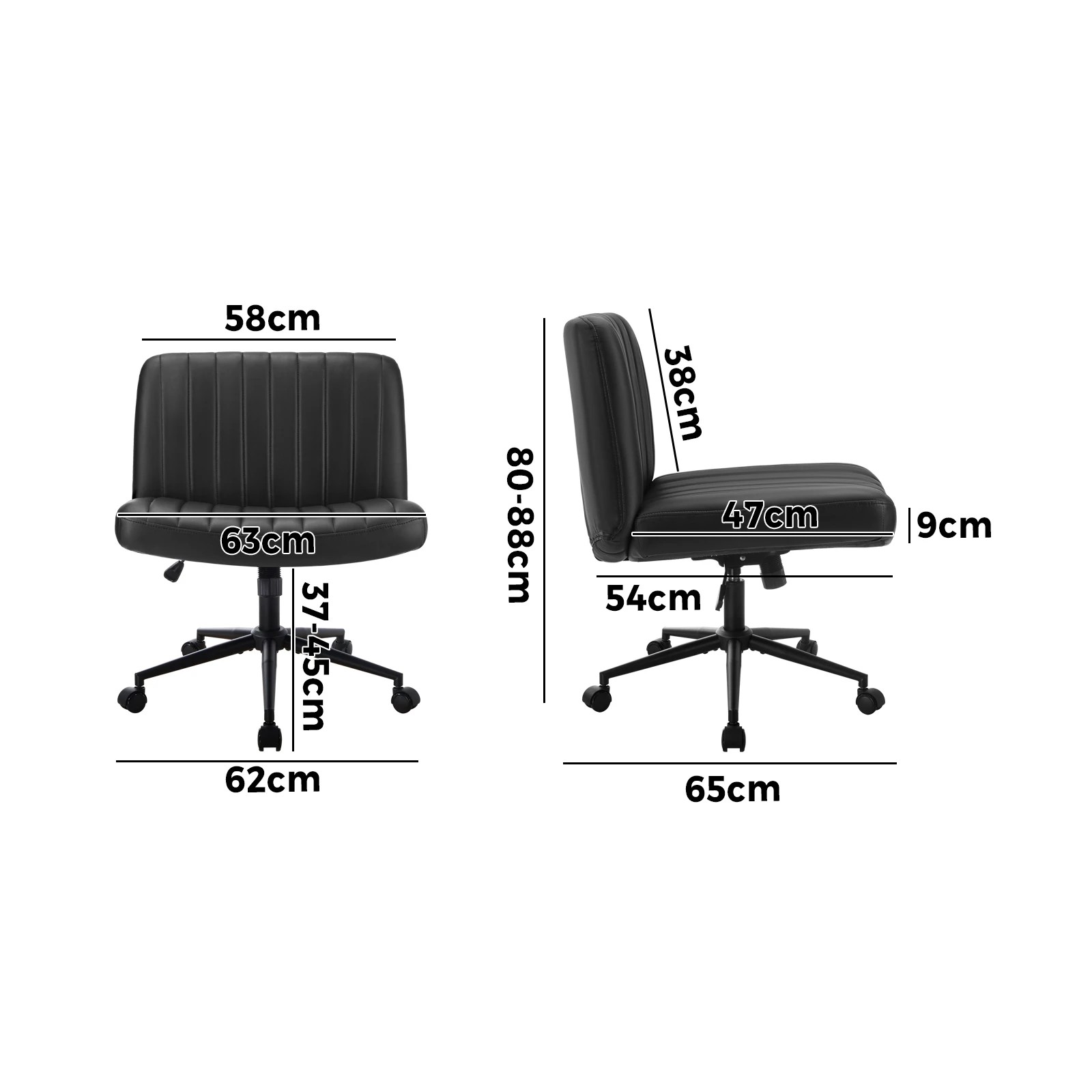 9 Oikiture Armless Office Desk Chair Faux Leather
 - Black, 9 of 9