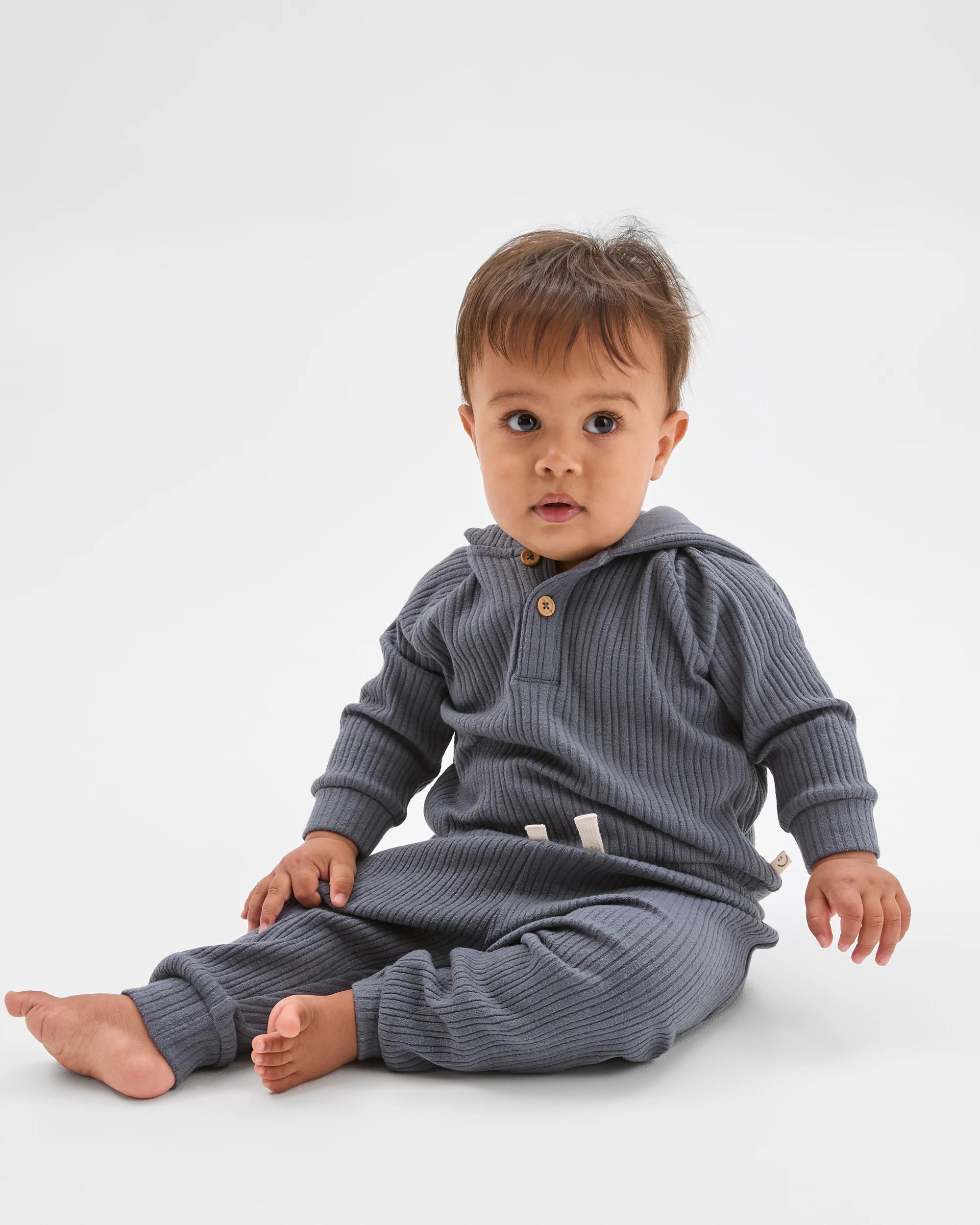 1 Target Baby Baby Ribbed Hoodie and Pants Set CHARCOAL, 1 of 5