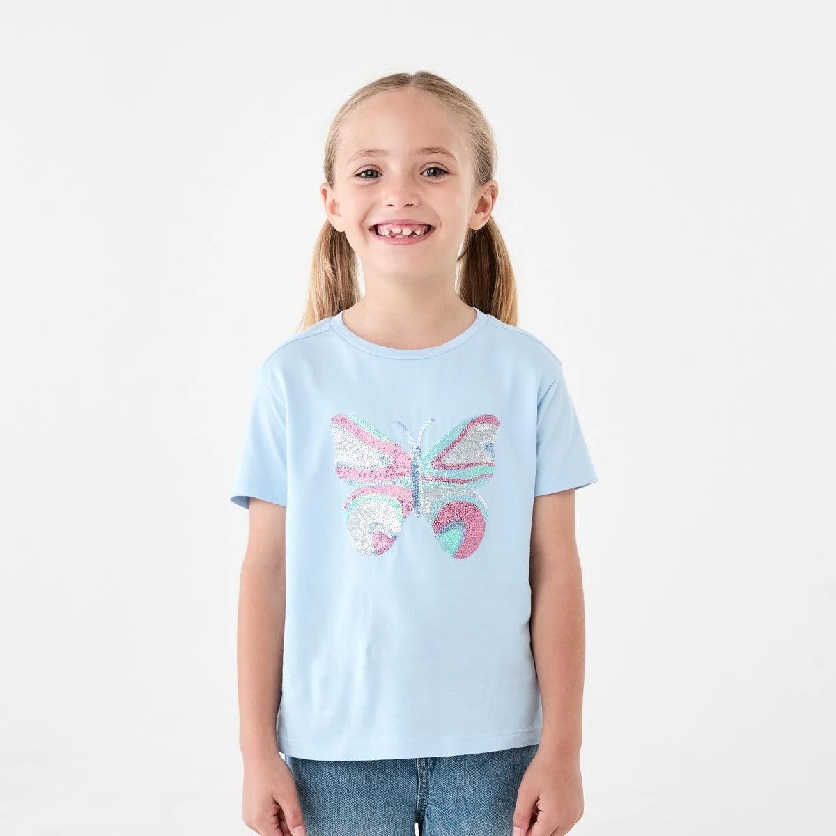 1 Short Sleeve Sequin T-shirt Butterfly, 1 of 8