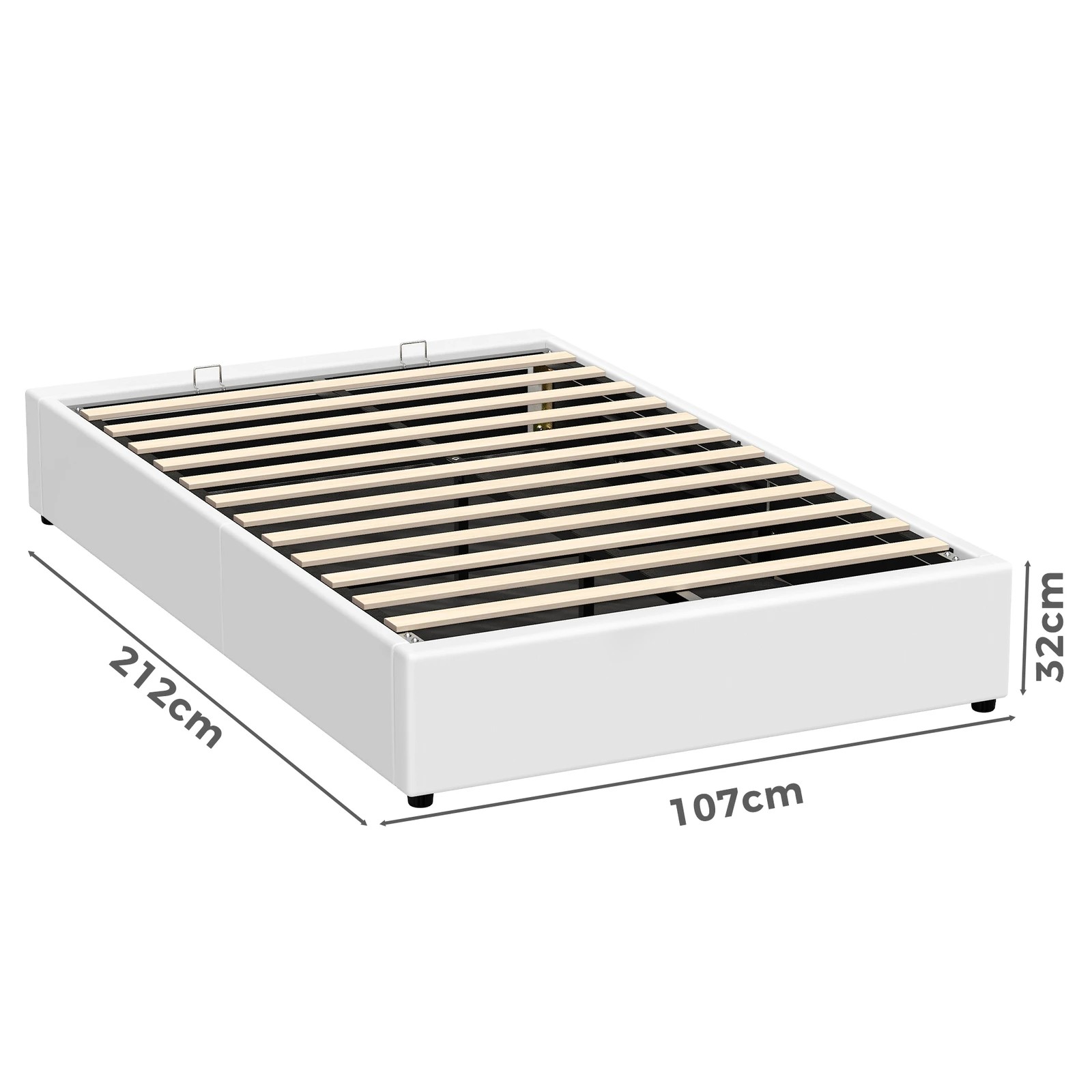 3 Alfordson Bed Frame King Single Gas Lift Storage Mattress Base Barlow - White, 3 of 10