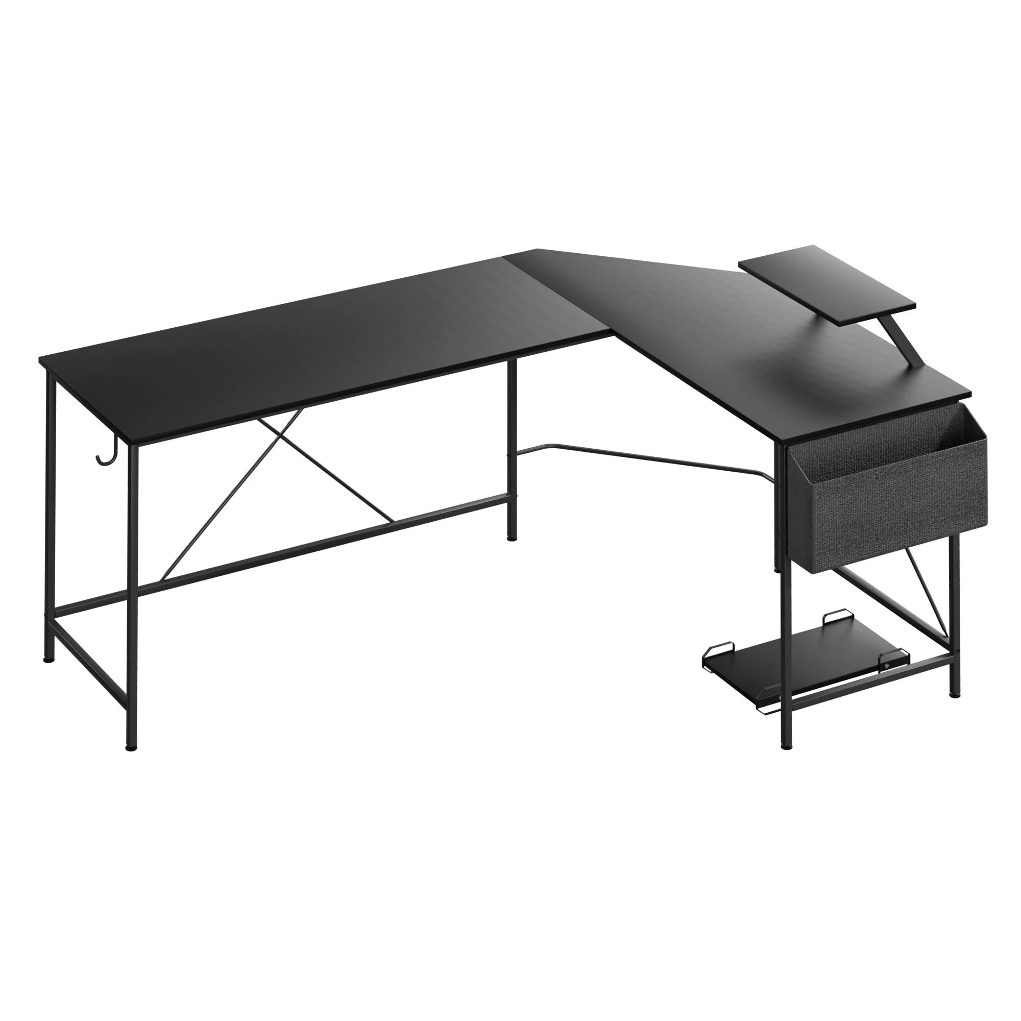 1 Levede L-shapd Computer Desk - Black, 1 of 7