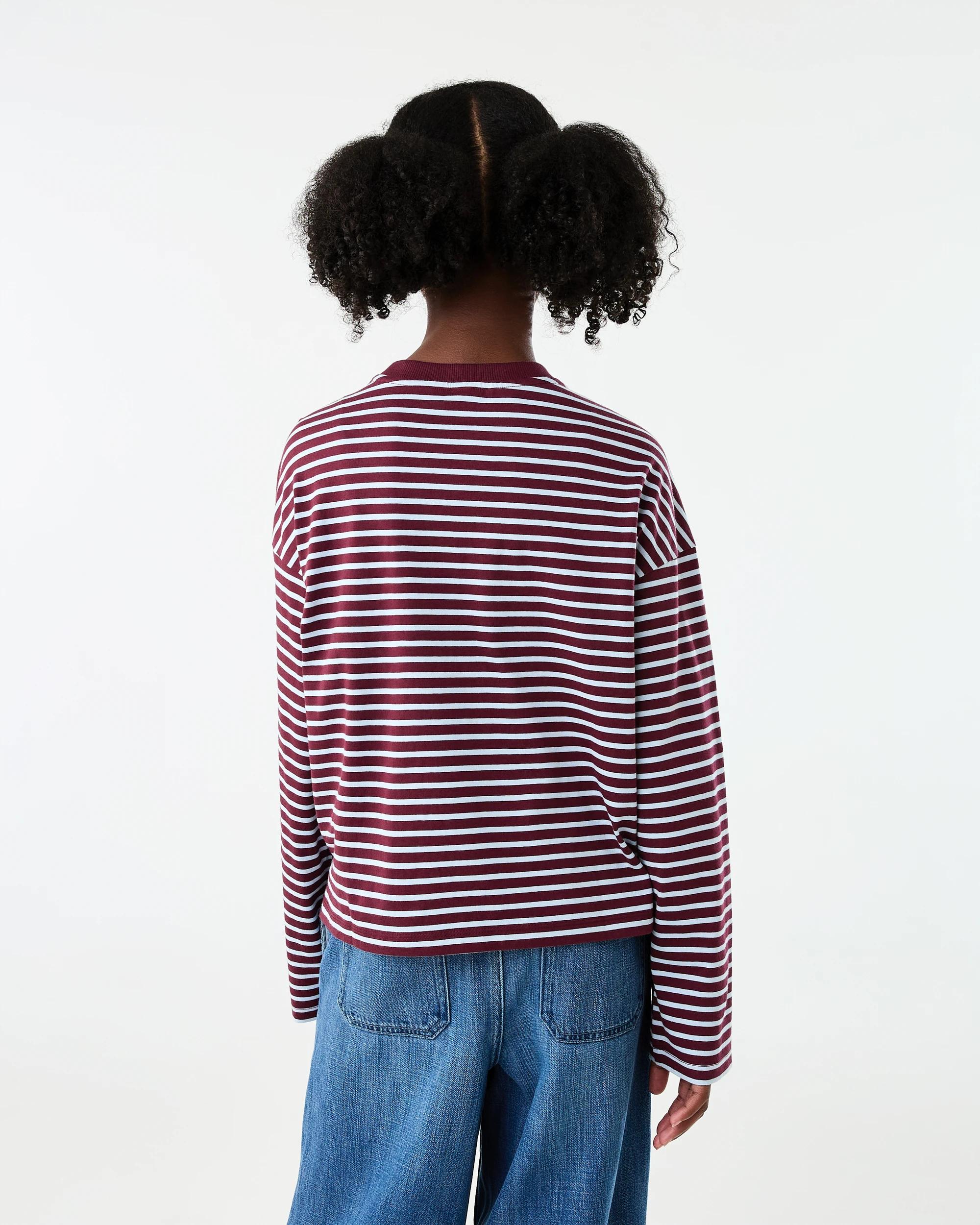 2 Oversized Stripe T-shirt Brgnd Strp, 2 of 8