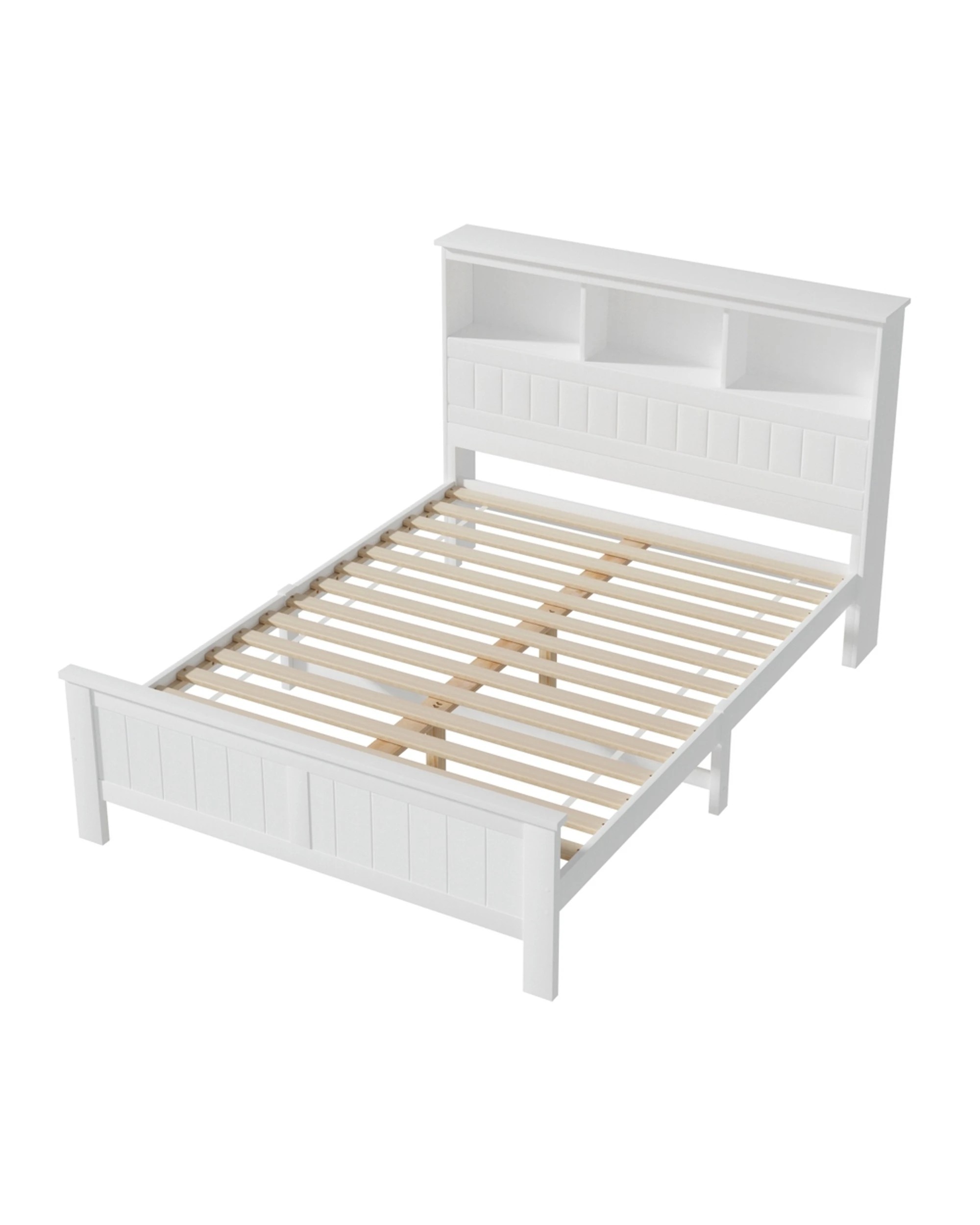 7 Artiss Bed Frame en with 3 Shelves Bed Head - Double Bed - White, 7 of 7