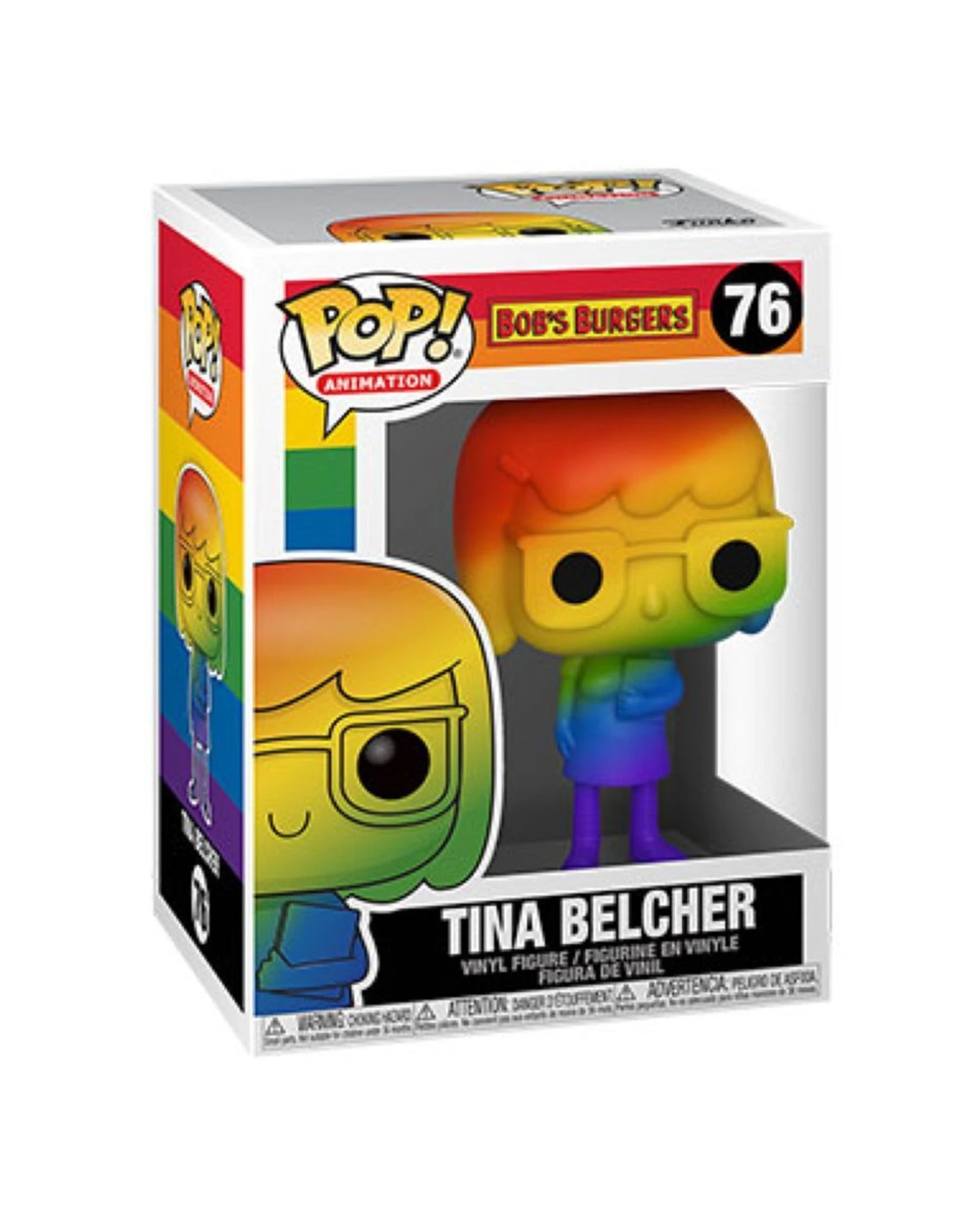 2 Pop Bobs Burgers - Tina Belcher Rainbow Pride Vinyl Action Figure 10cm - Multi, 2 of 3