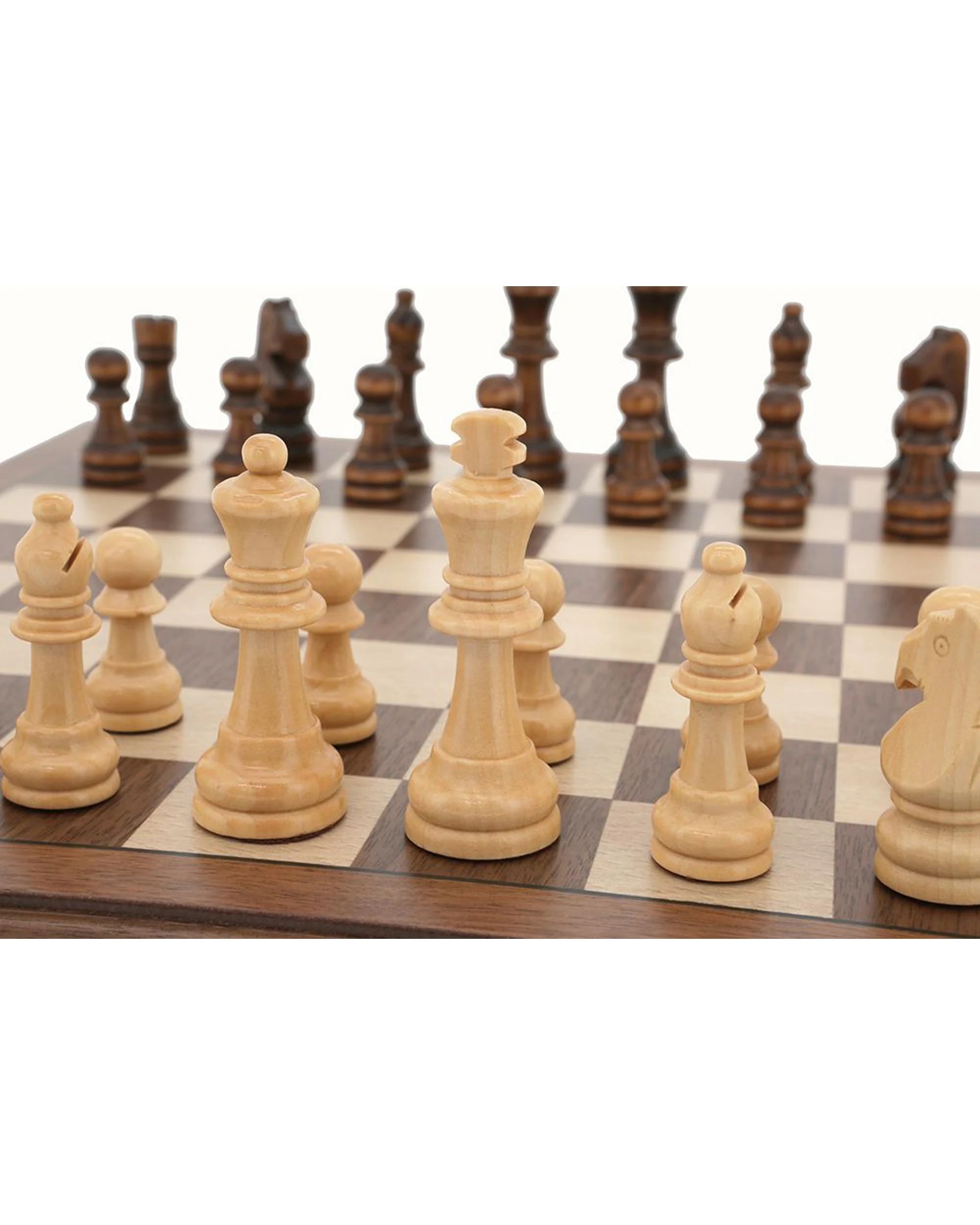 3 Dal Rossi 15 inch Walnut Inlaid Folding Chess Set, 3 of 5