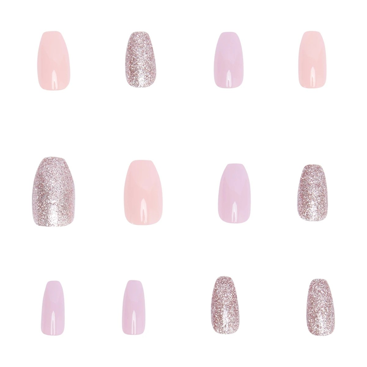 5 OXX Cosmetics 24 Pack Artificial Nails with Adhesive - Coffin Shape, Sunrise Glitter, 5 of 5