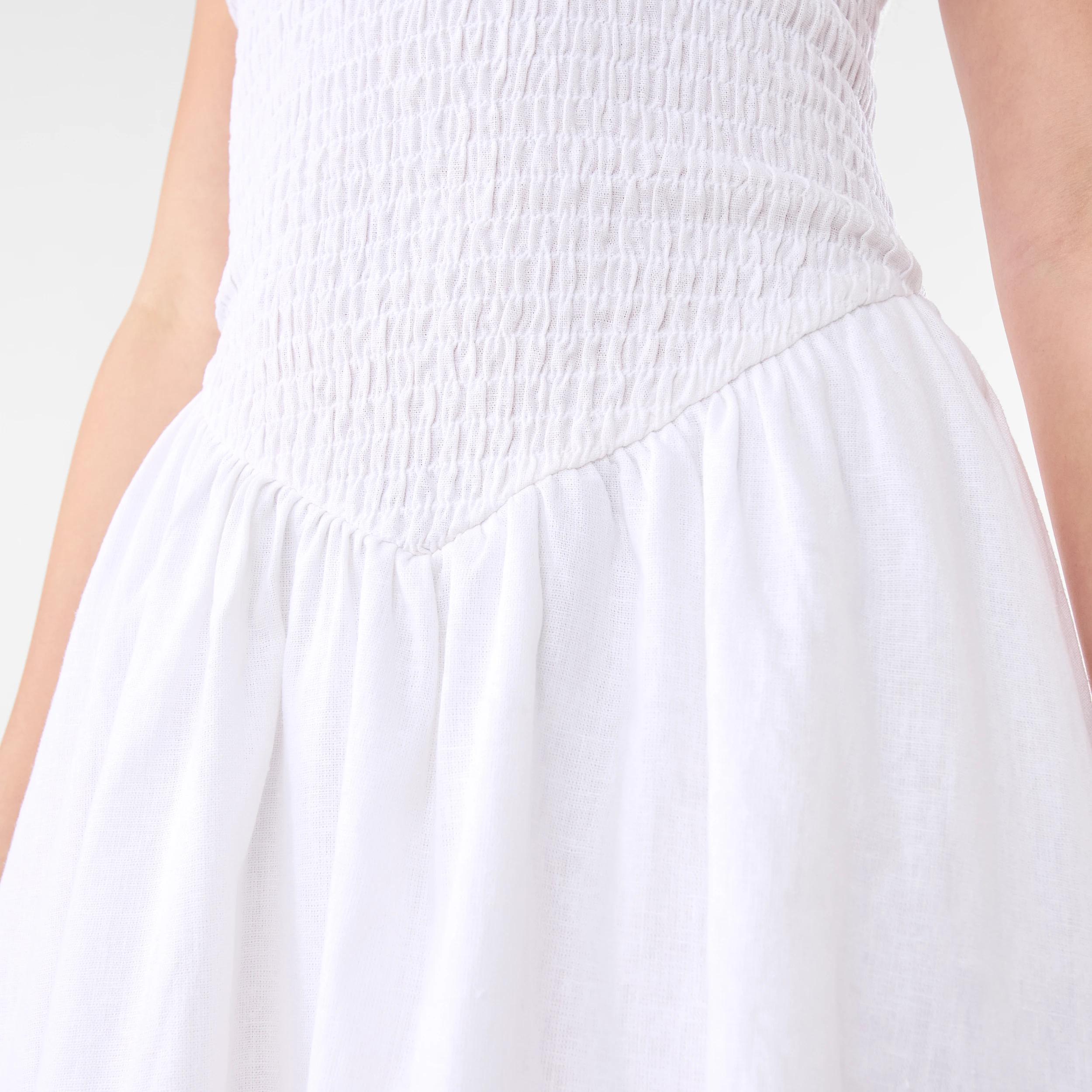 9 Sleeveless Shirred Bodice Mini Dress WHITE, 9 of 10