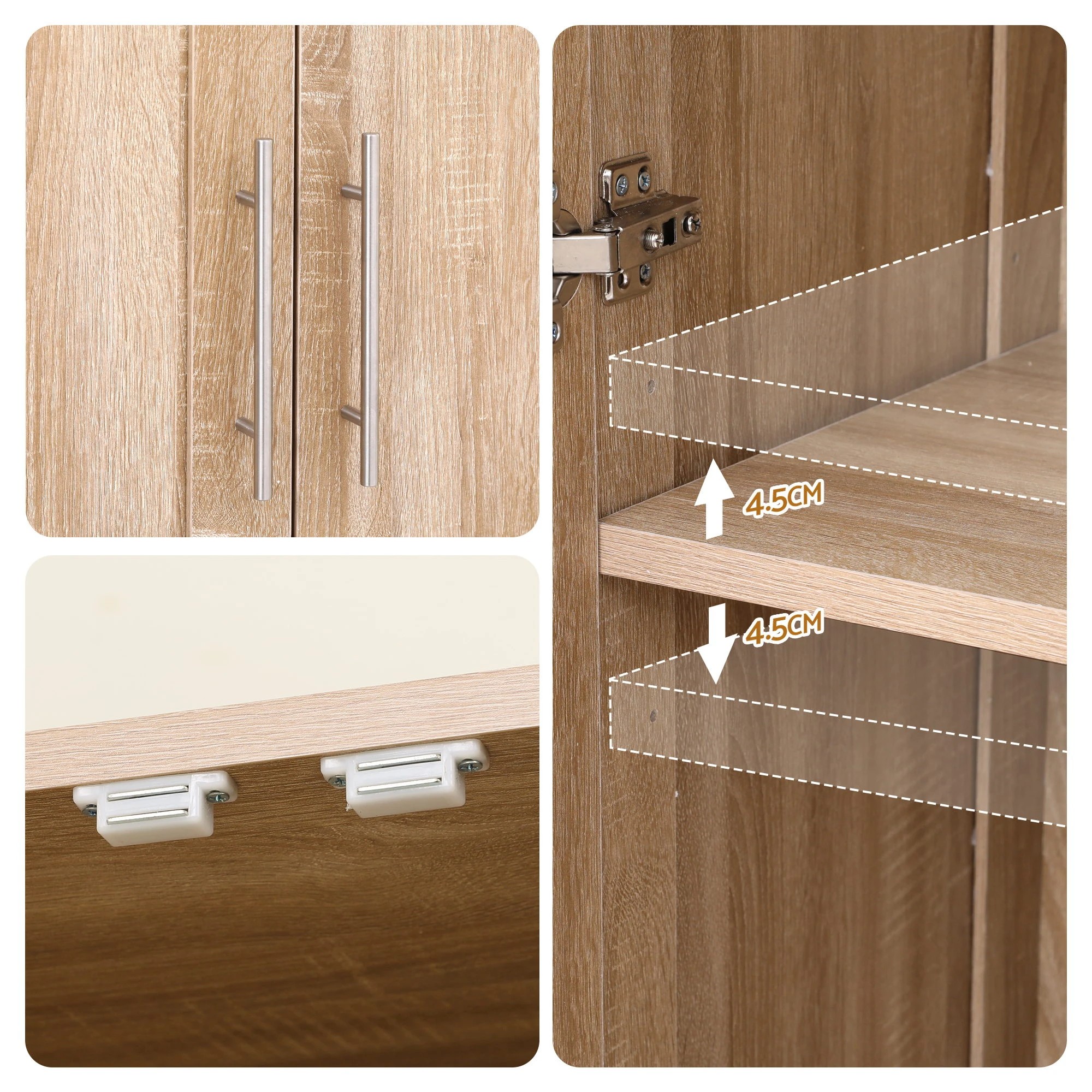 7 Artiss 2x Buffet Unit Cabinet Sideboard Pantry 180cm - Natural, 7 of 8
