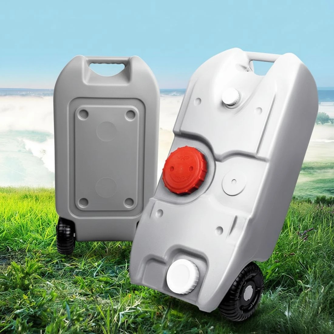 7 Weisshorn 40L Portable Wheel Water Tank Camping Caravan Storage - Grey, 7 of 8