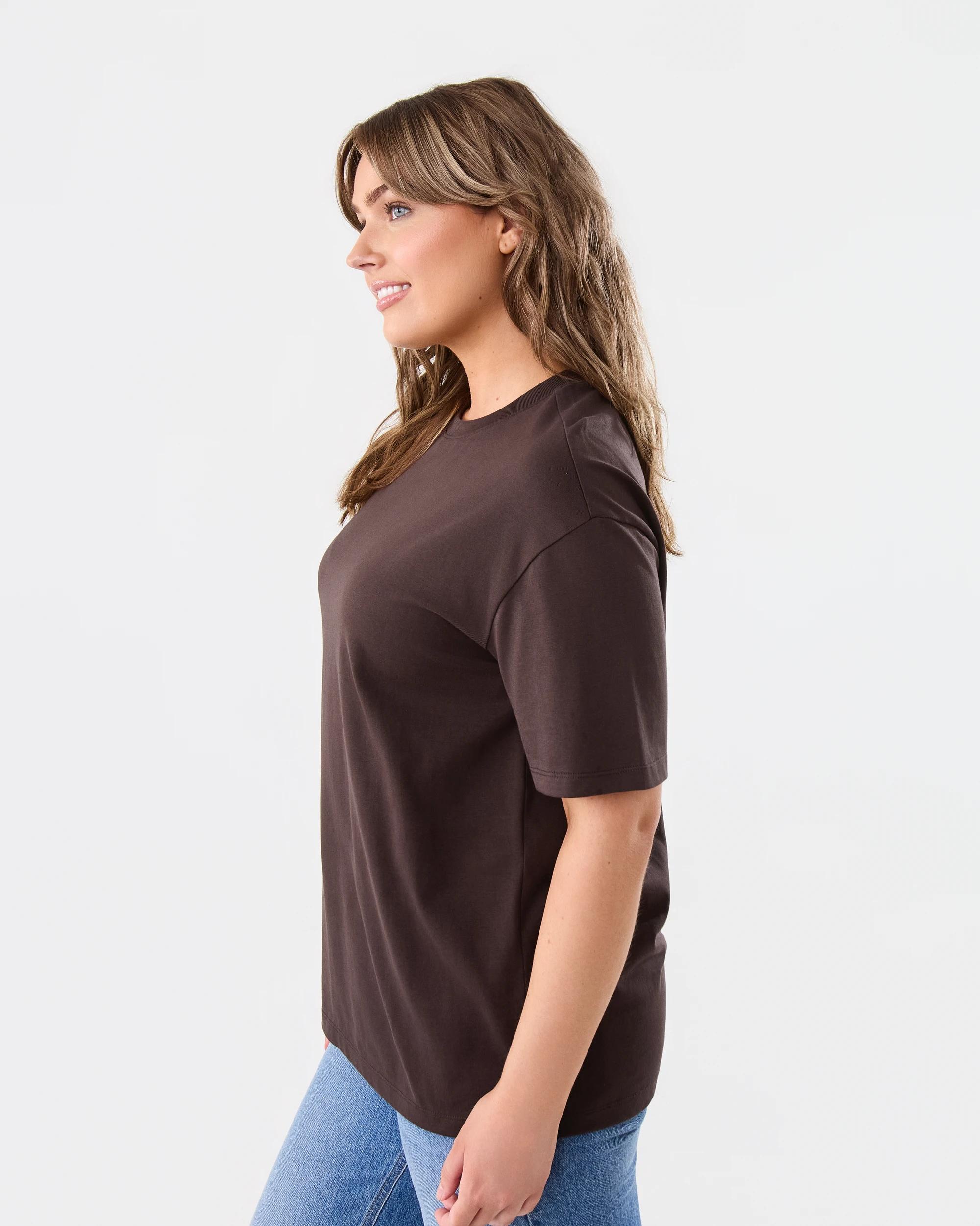 2 Short Sleeve Oversized Boyfriend T-shirt Melt Brown, 2 of 5
