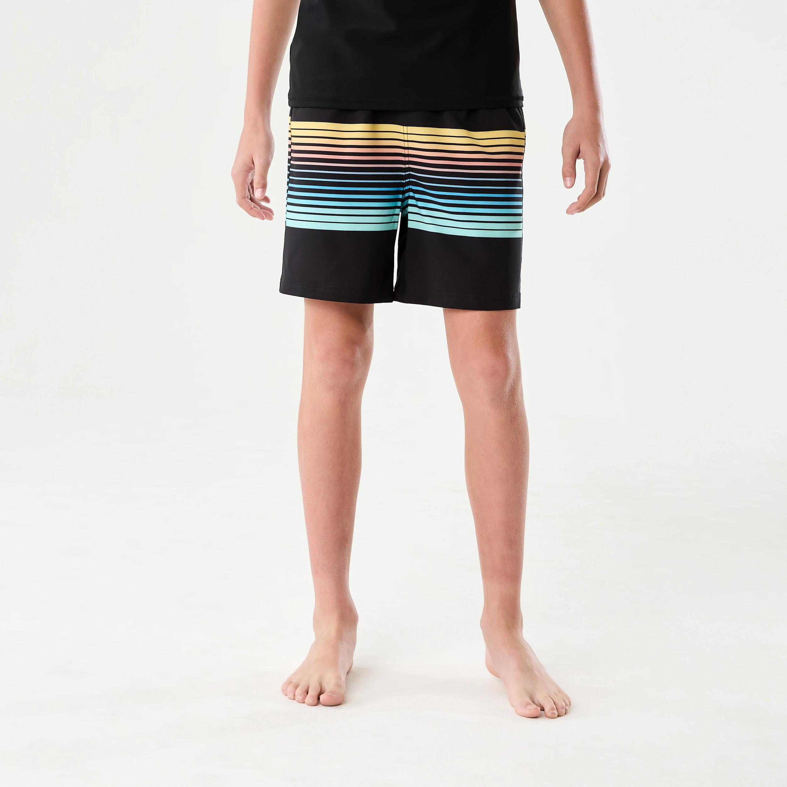 1 Longline Printed Swim Shorts MID OMBRE STRIPE BLACK, 1 of 8