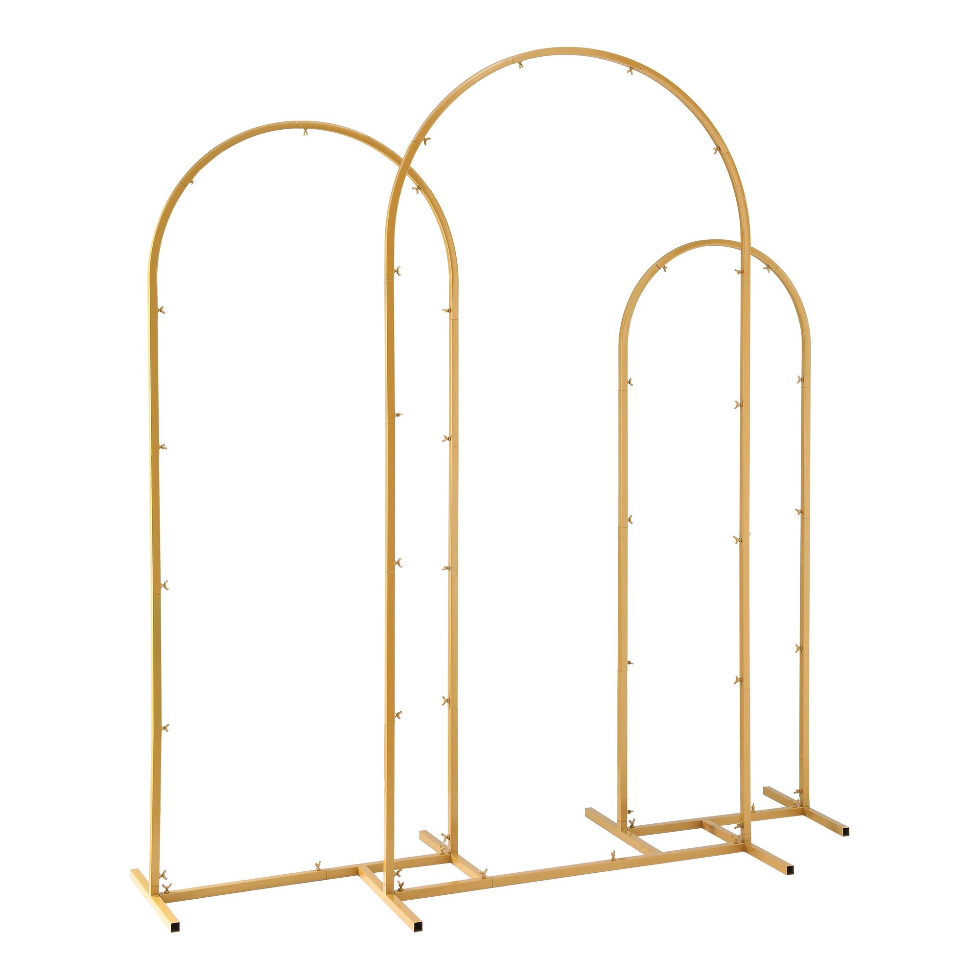 1 Wedding Arch Backdrop Stand Set of 3 Gold Metal Wedding Arched Frame - Gold, 1 of 5