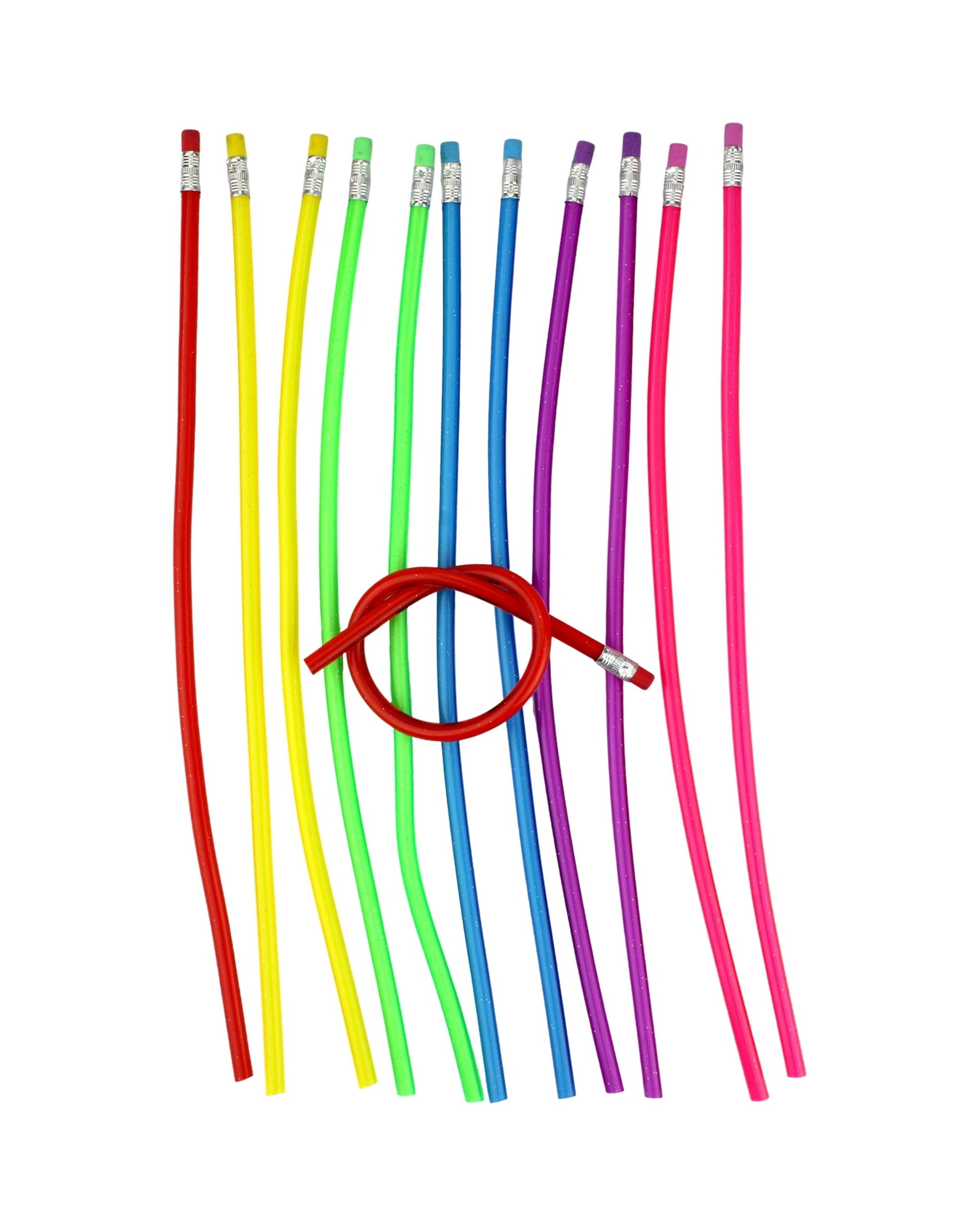 1 RI Novelty Flexible Colourful 33cm Pencils Pack of 12 - Multi, 1 of 2