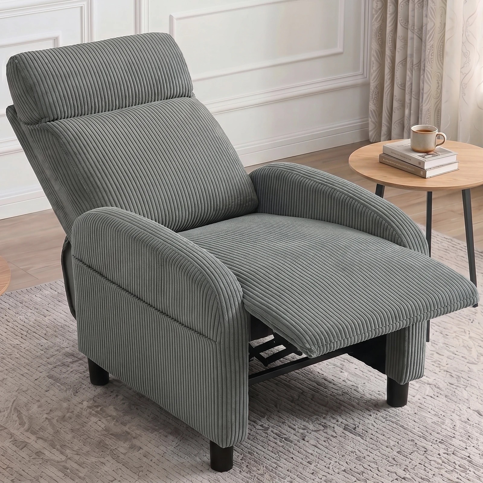 4 Advwin Recliner Chair with Adjustable Backrest and Footrest Lounge Armchair - Grey, 4 of 7