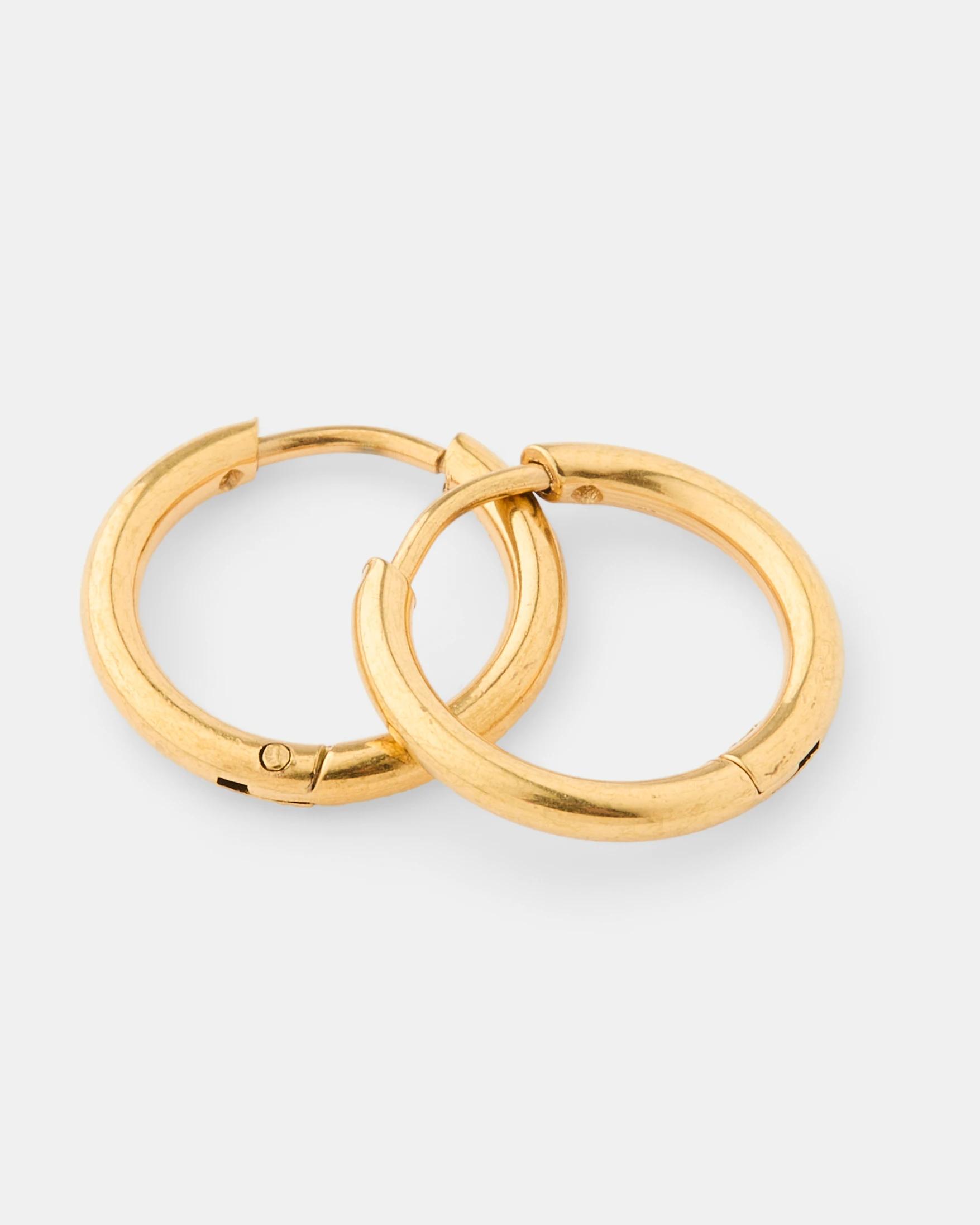3 Waterproof Stainless Steel Hoop Earrings - Gold Tone Gold, 3 of 5