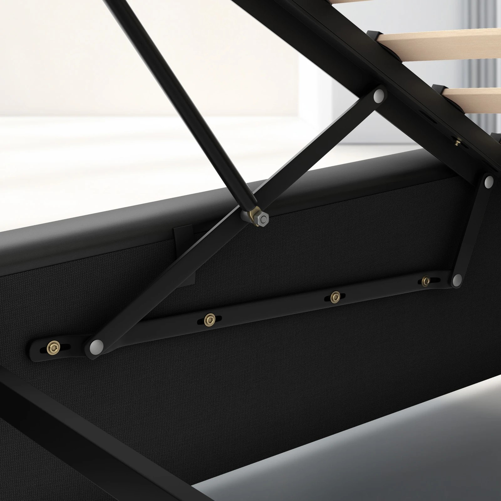 7 Alfordson Bed Frame Double Size Platform RGB LED Gas Lift Base Storage - Black, 7 of 10