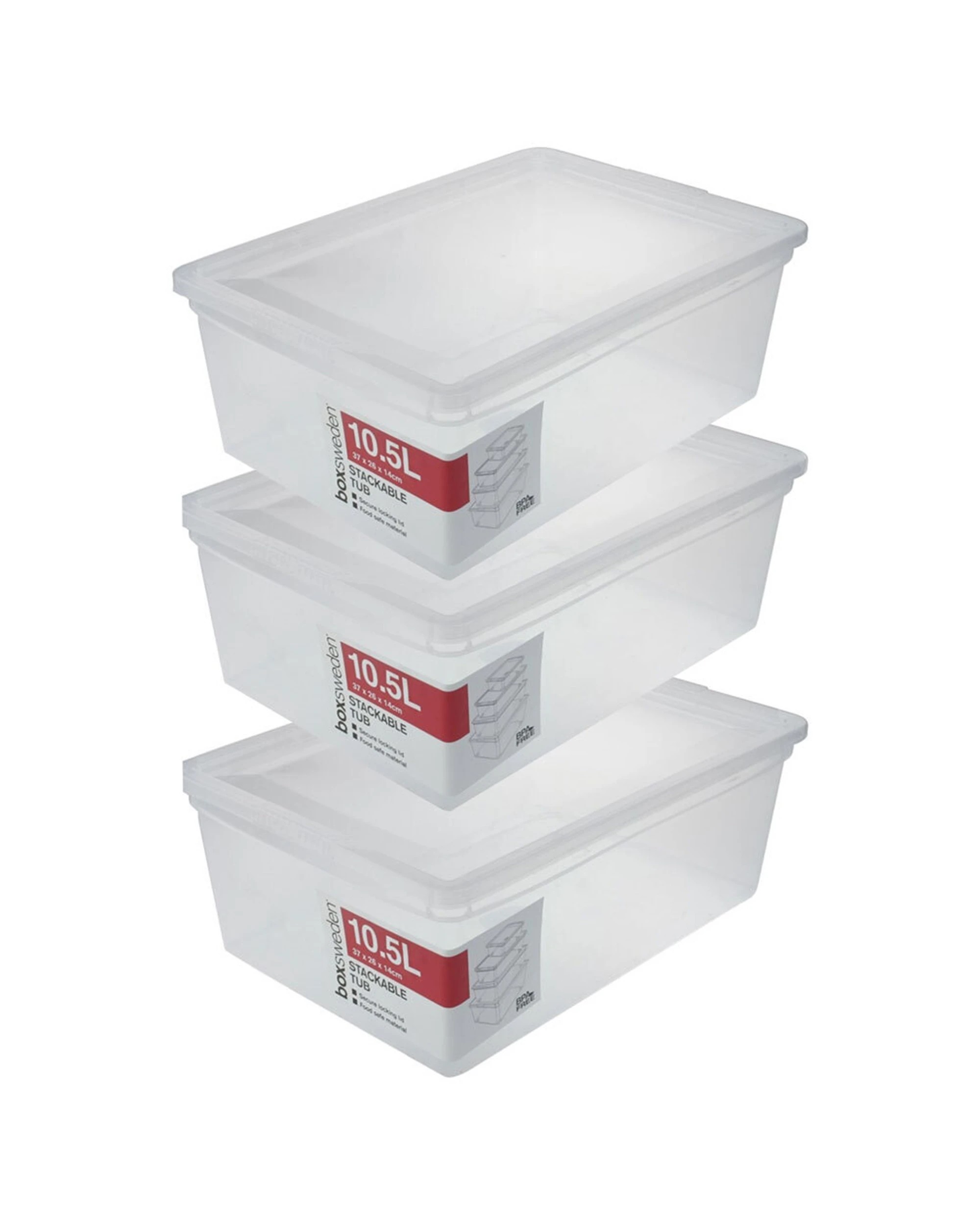 1 Boxsweden Essentials Stackable Box 3PK 10.5L Food Safe Plastic Storage Container - Plain, 1 of 3