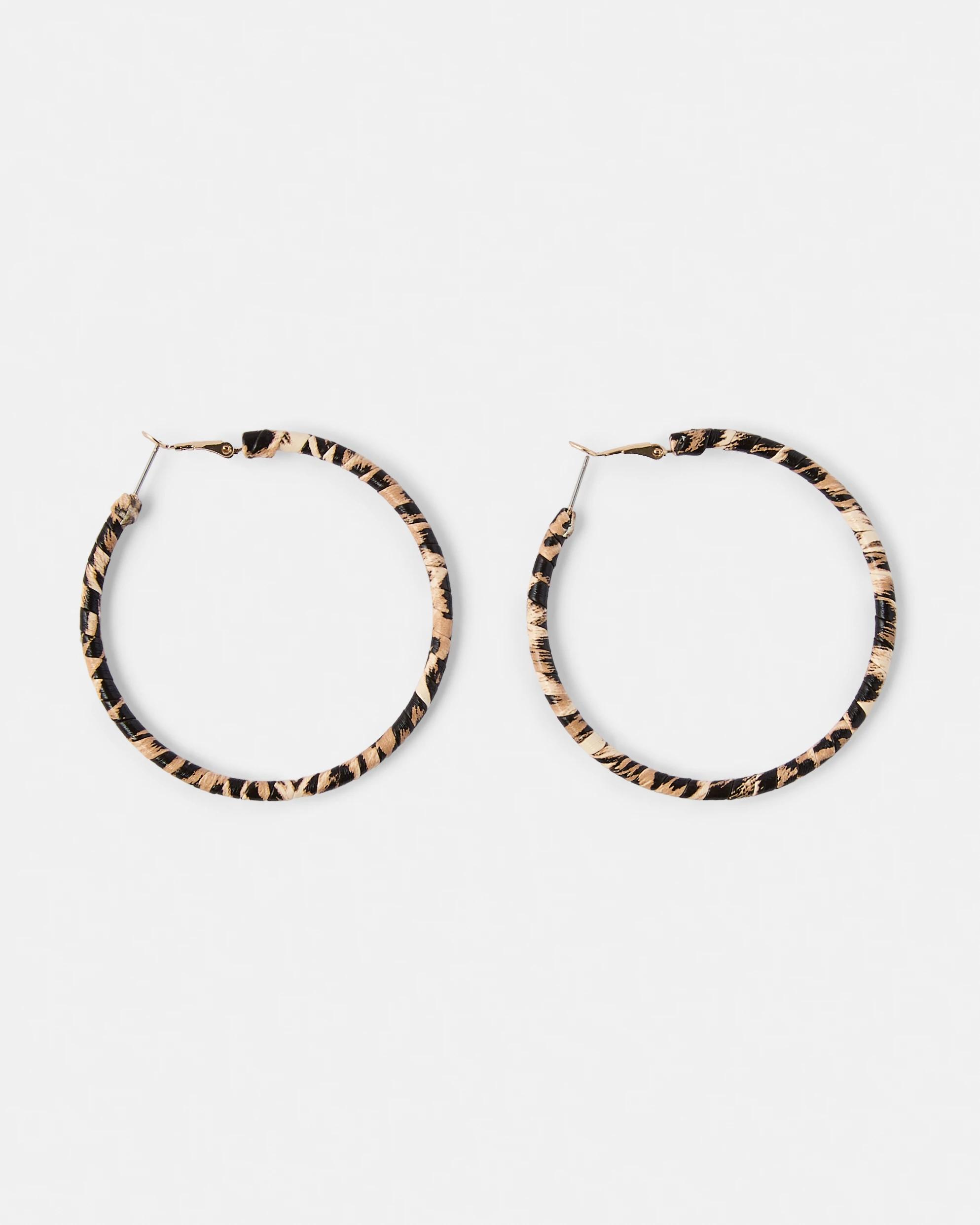 1 Oversize Leopard Hoop Earrings - Brown Brown, 1 of 4