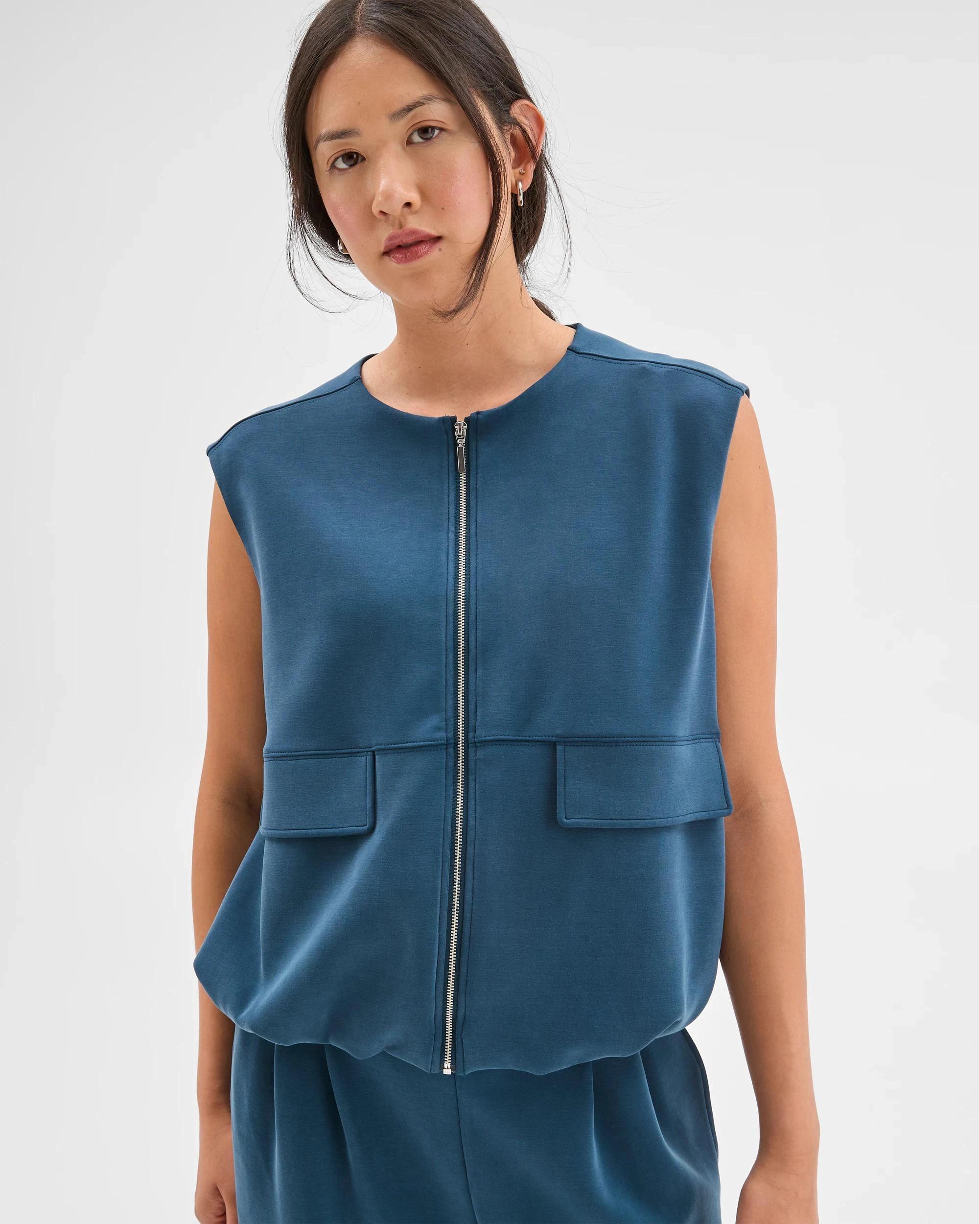 5 Target Woman Suede Touch Sleeveless Zip Through Vest DARK TEAL, 5 of 7