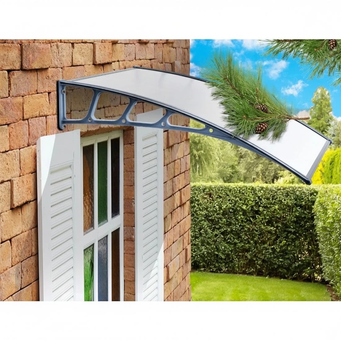 4 Instahut Window Door Awning Canopy 1.5mx3m Transparent Sheet  Plastic Frame - Clear, 4 of 6