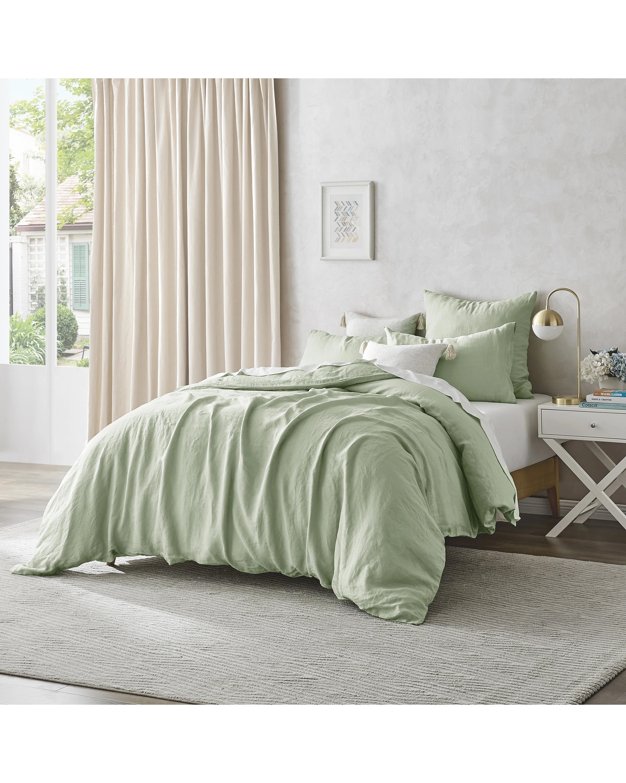 3 Natural Home 100% European Flax Linen Quilt Cover Set - Single Bed - Willow Green, 3 of 7