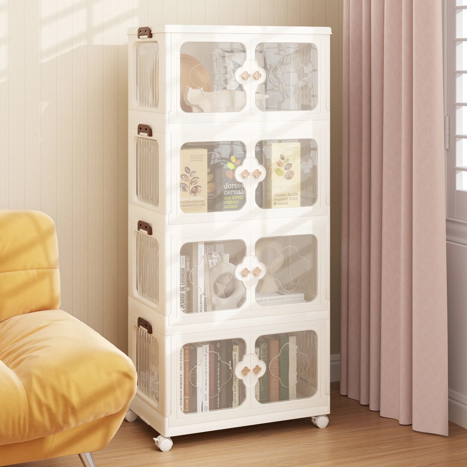 2 Costway 4-Tier Mobile Stackable Storage Bins w/Mag Lids Closet Storage Box Organizer, 2 of 5
