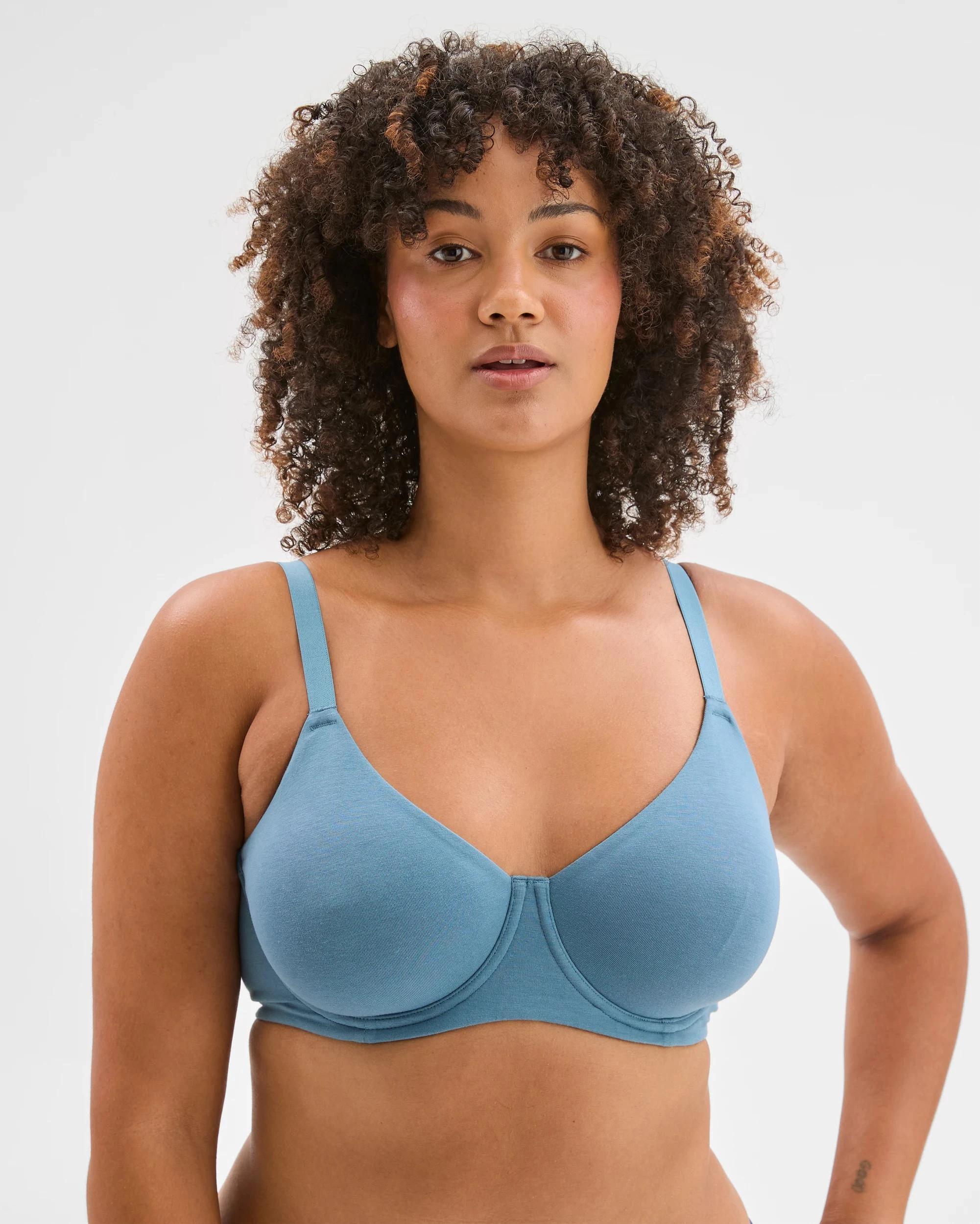 1 Target Woman Fuller Figure Pippa Cotton Soft Cup Bra BLUE STONE, 1 of 3