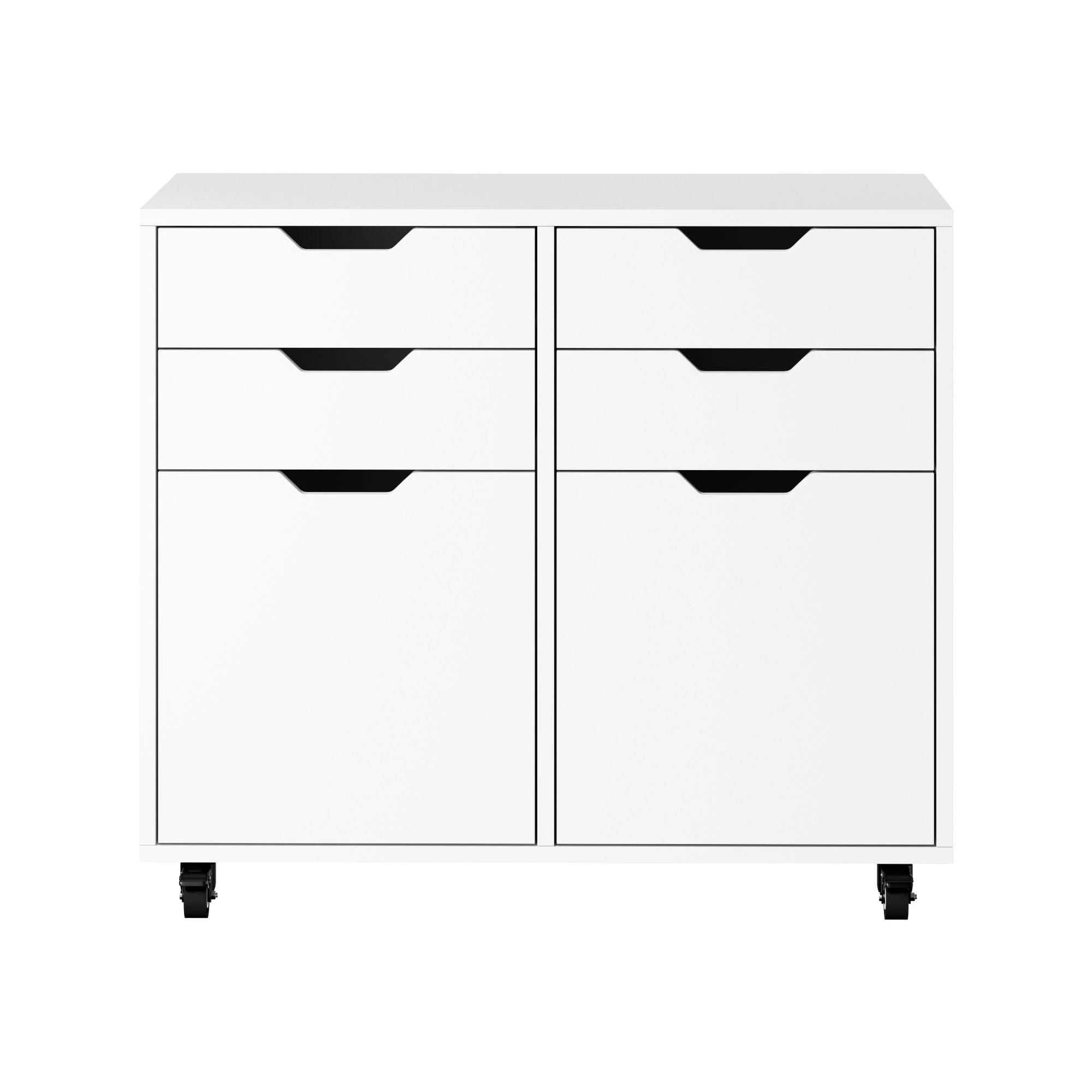 6 Oikiture Filing Cabinet 2 Door 4 Drawer Mobile Office Storage Cabinet - White, 6 of 8